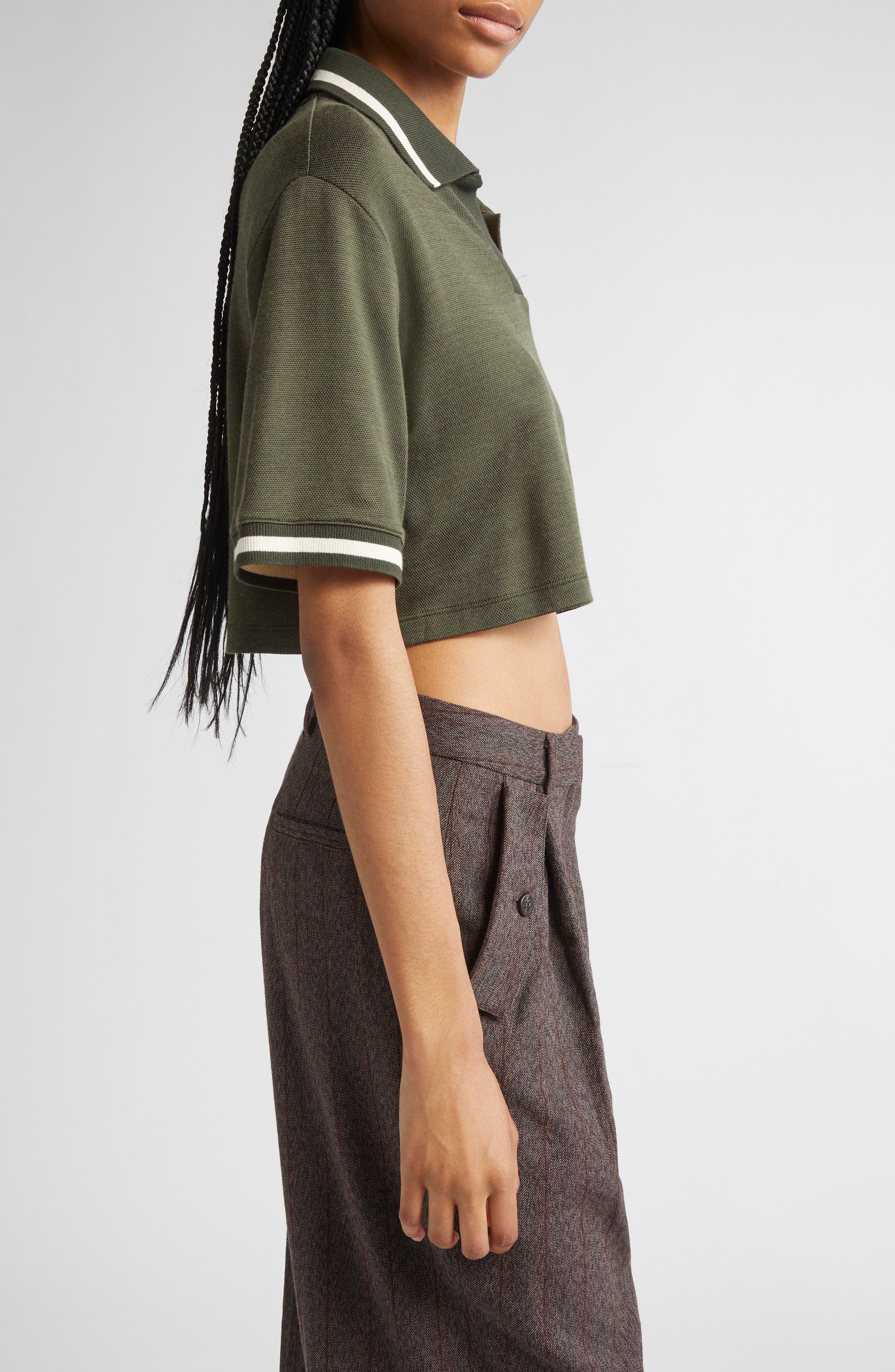 Golden Goose Journey Crop Jersey Polo in Grape Leaf at Nordstrom - 4