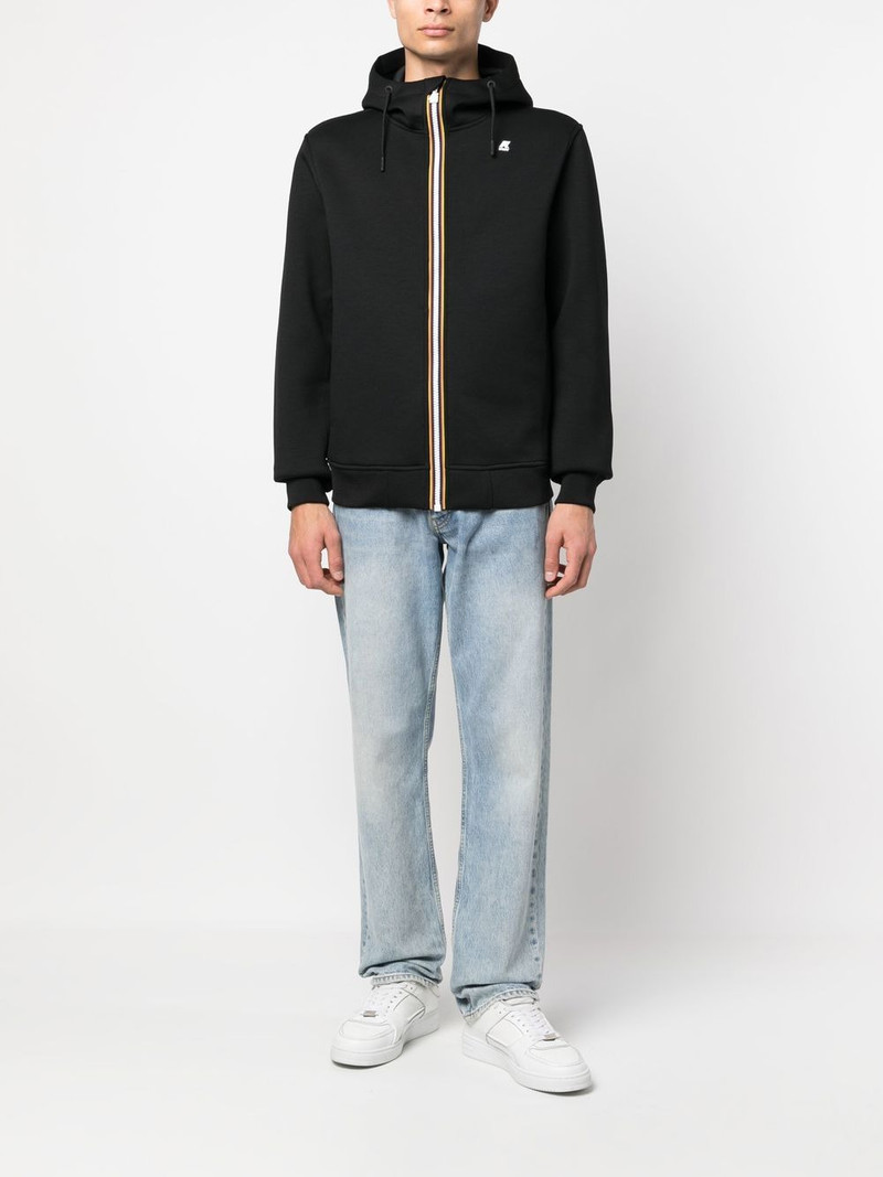 K-WAY stripe-trim zip-up hoodie outlook