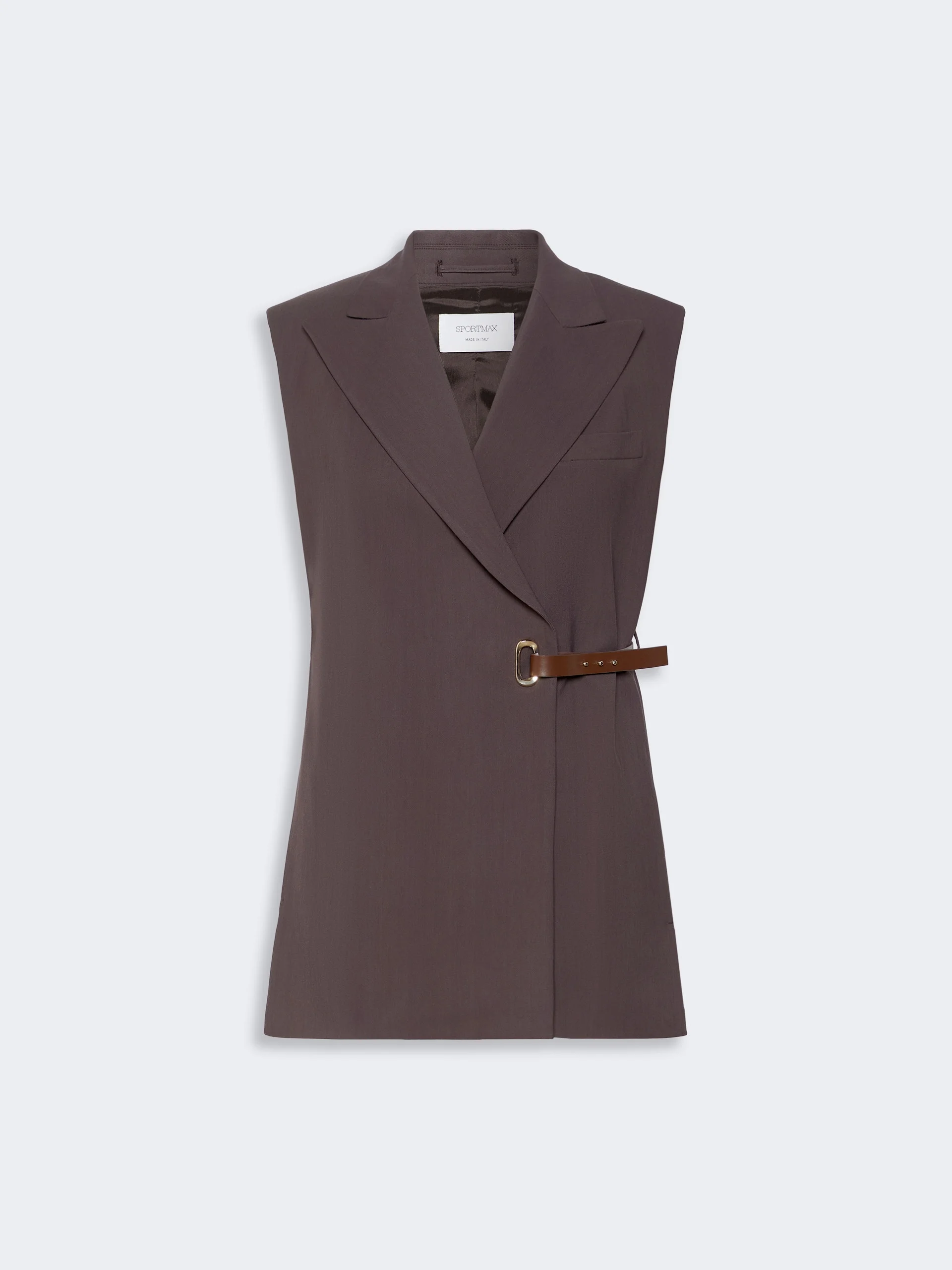 GETTONE Sleeveless stretch viscose blazer - CHOCOLATE - 1