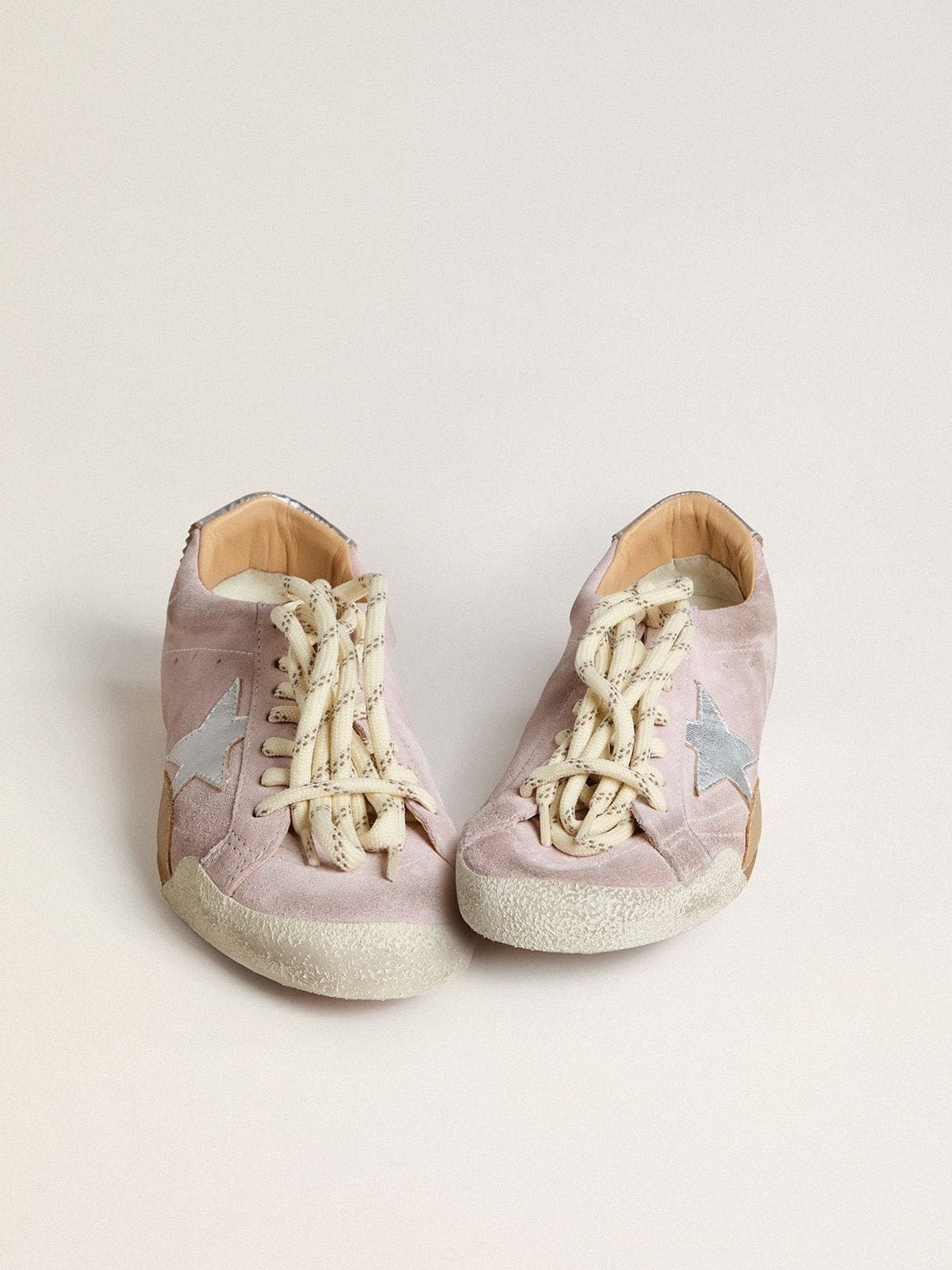 Women's True-Star in pastel pink suede with silver star and heel tab - 7