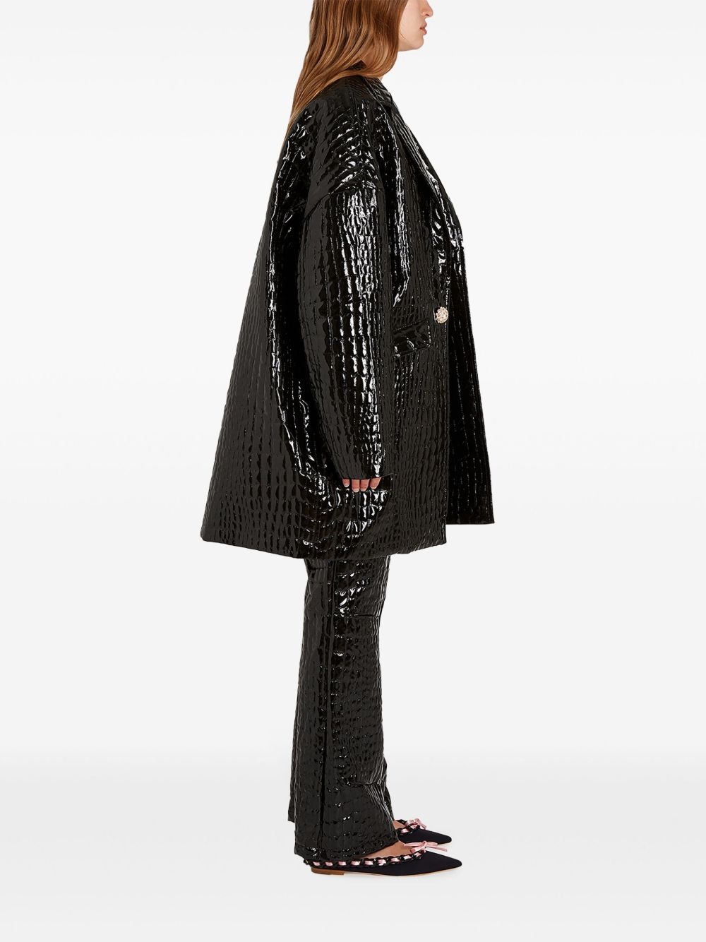 crocodile-embossed coat - 3