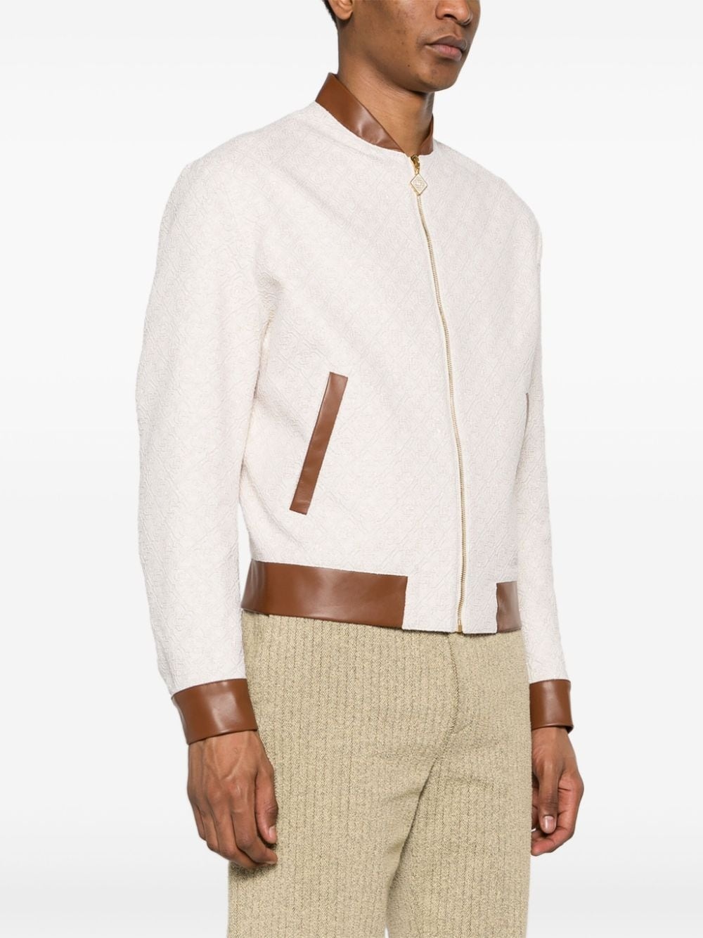 monogram-jacquard bomber jacket - 3