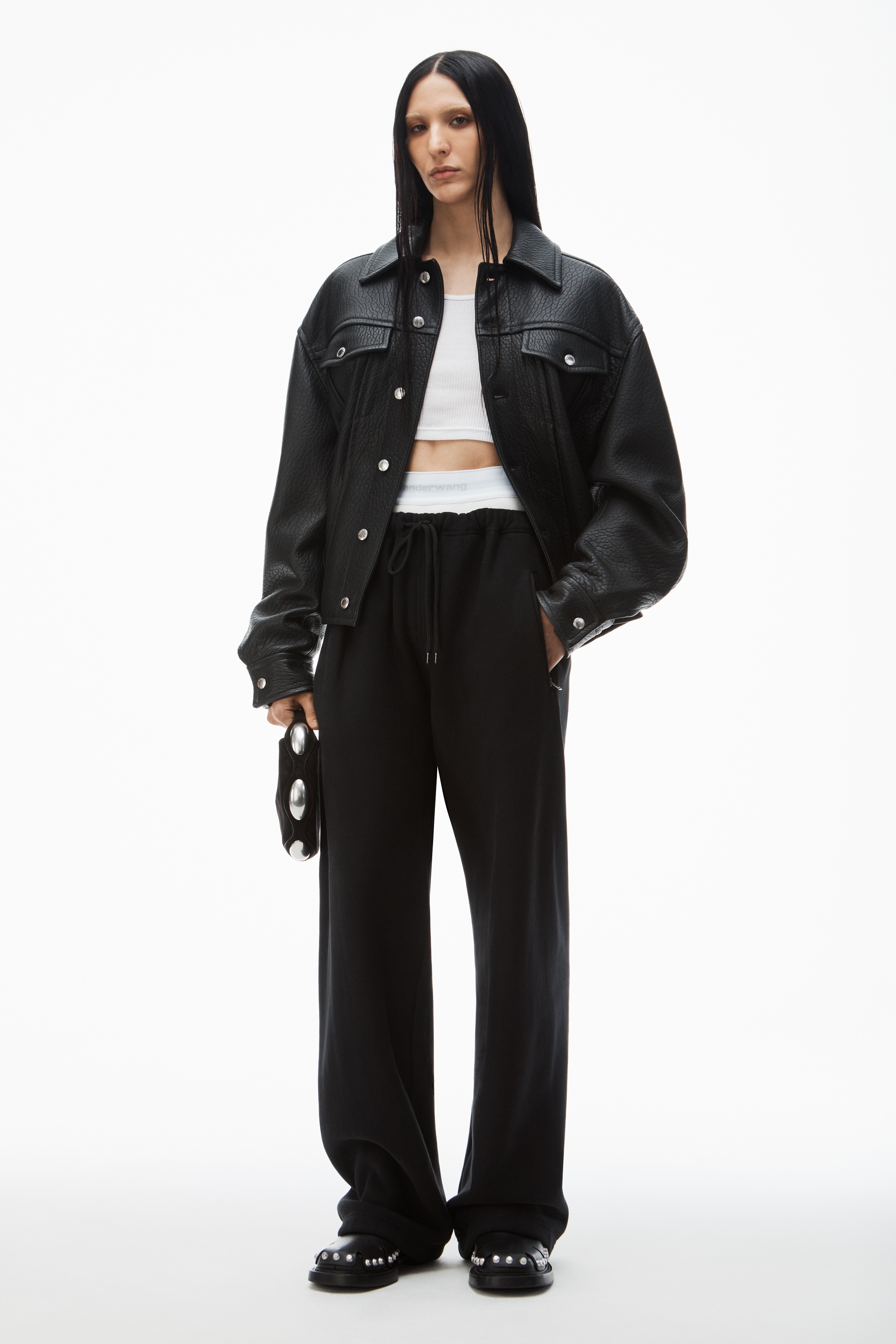 wide leg sweatpants with pre-styled logo brief waistband - 2