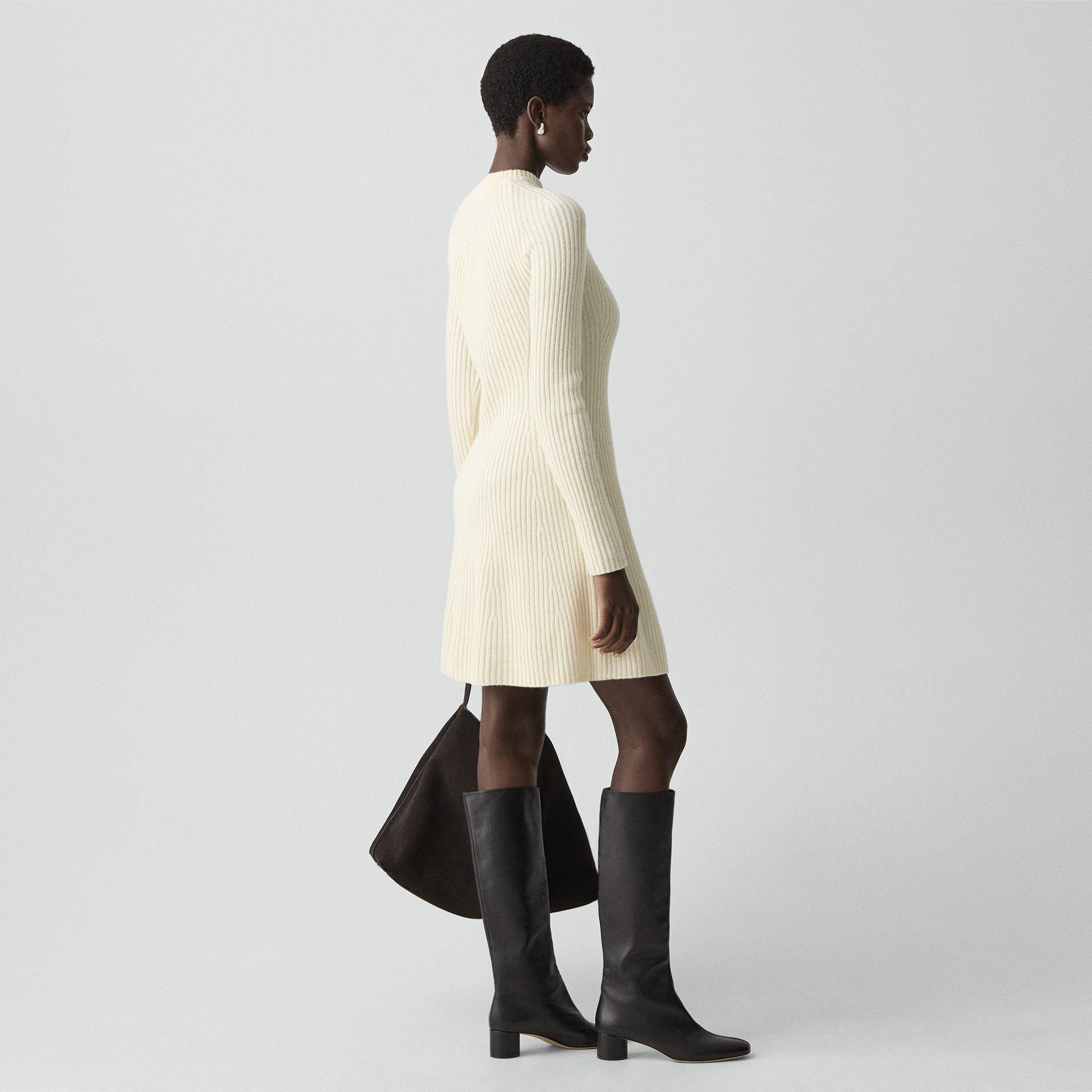 Ribbed Sweater Dress in Felted Wool-Cashmere - 4