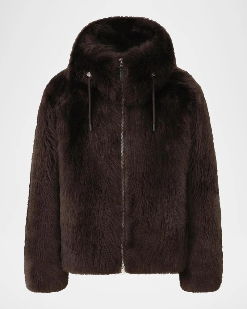 Men's Moses Furry Shearling Hooded Jacket 1