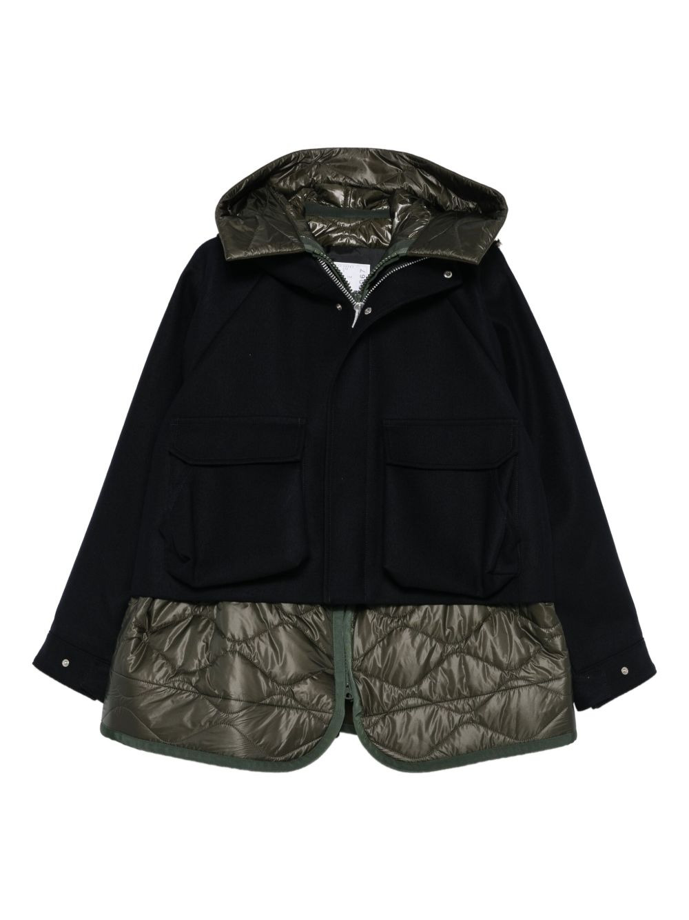 hooded quilted-panel jacket - 1