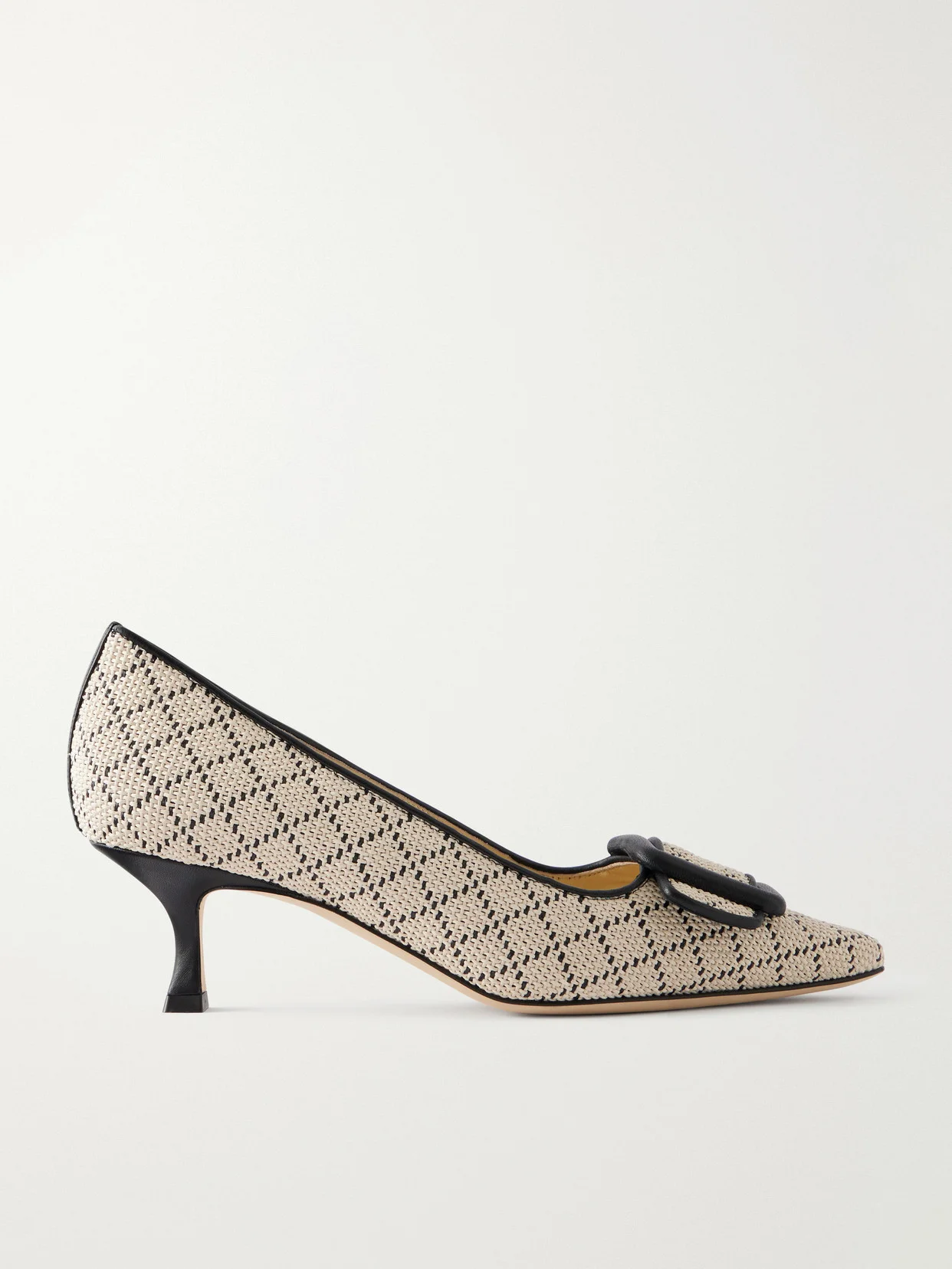 Maysale 50 Buckled Leather-trimmed Raffia Pumps - 1