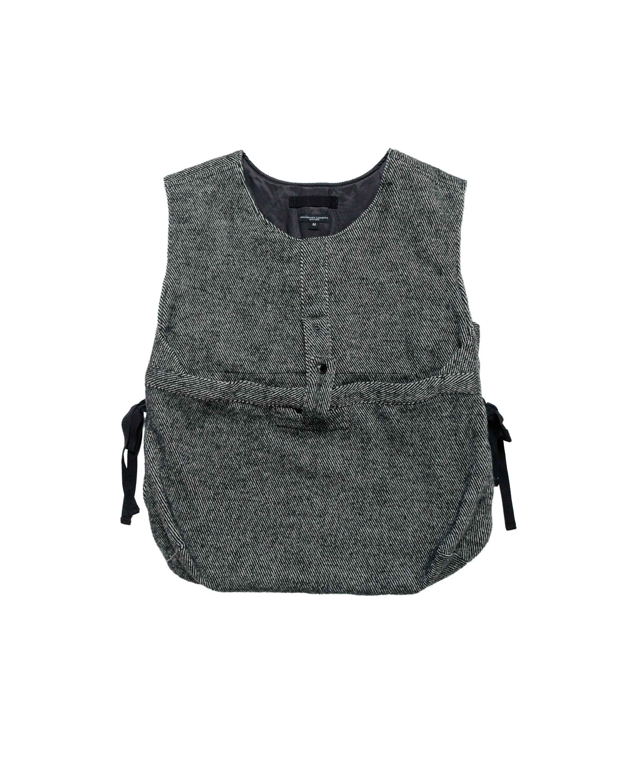 Newsboy Vest Black Wool Shaggy Twill - 1