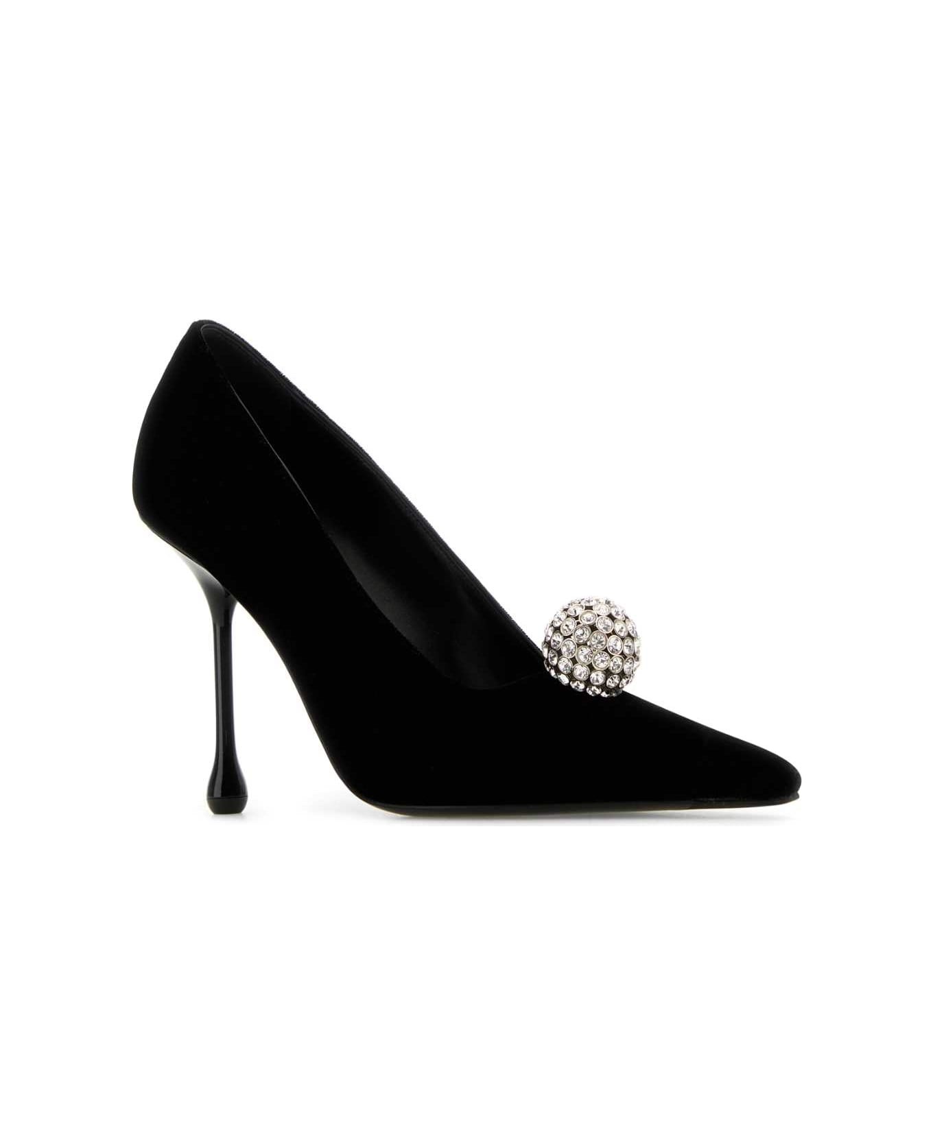 Black Velvet Orb Pumps - 2