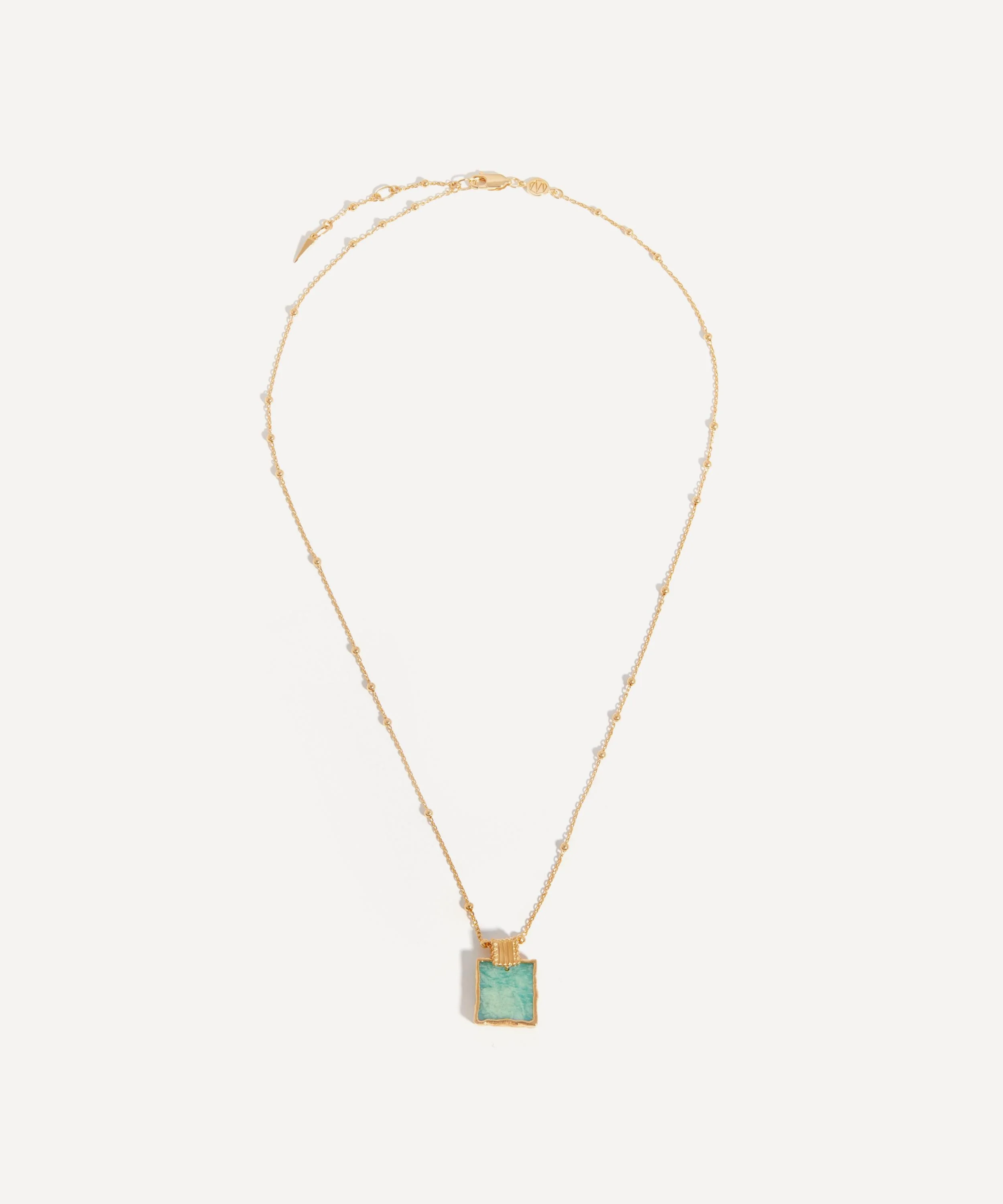 18ct Gold-Plated Vermeil Silver Amazonite Lena Charm Pendant Necklace - 1