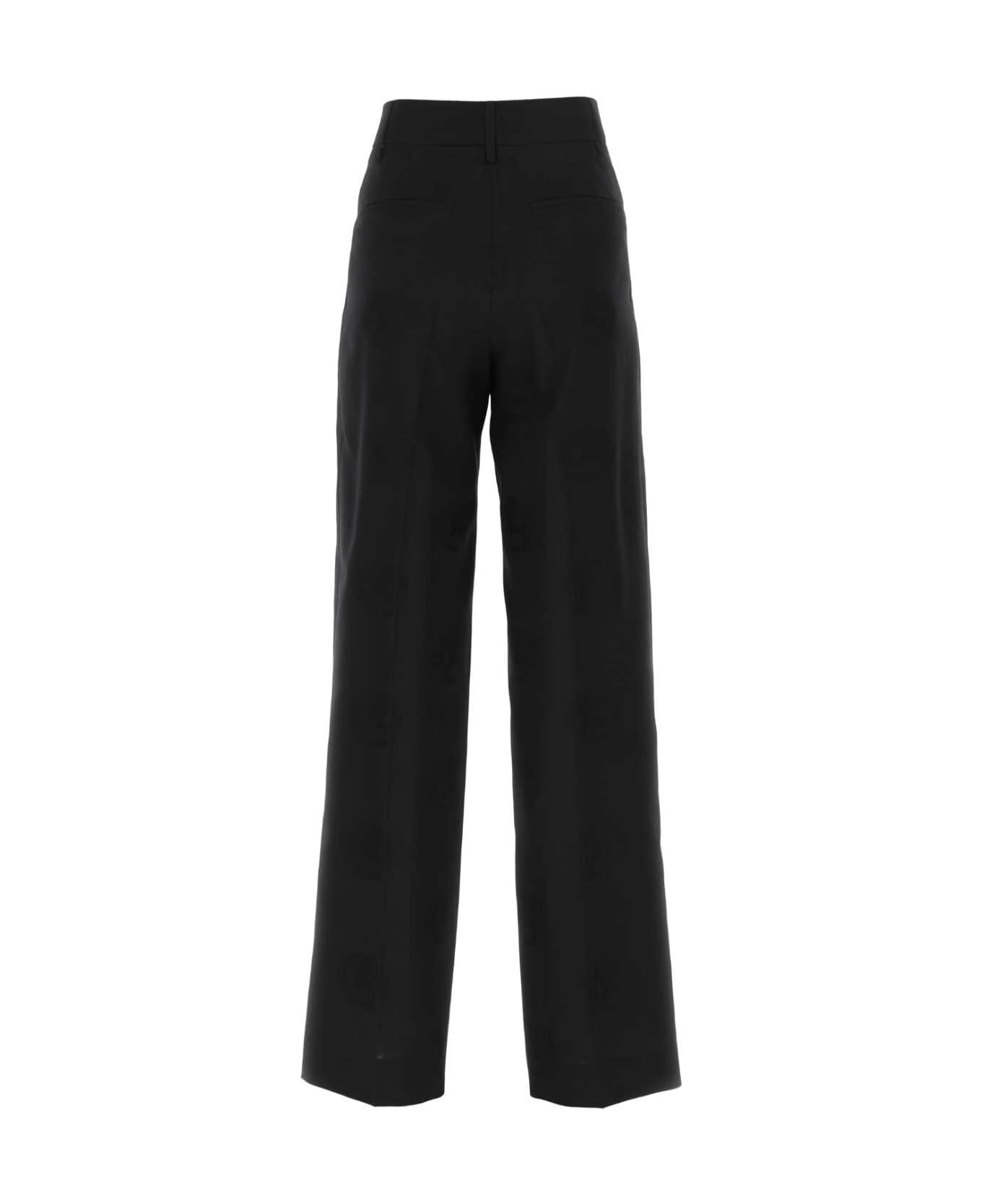 Black Wool Blend Wide-leg Pant - 2