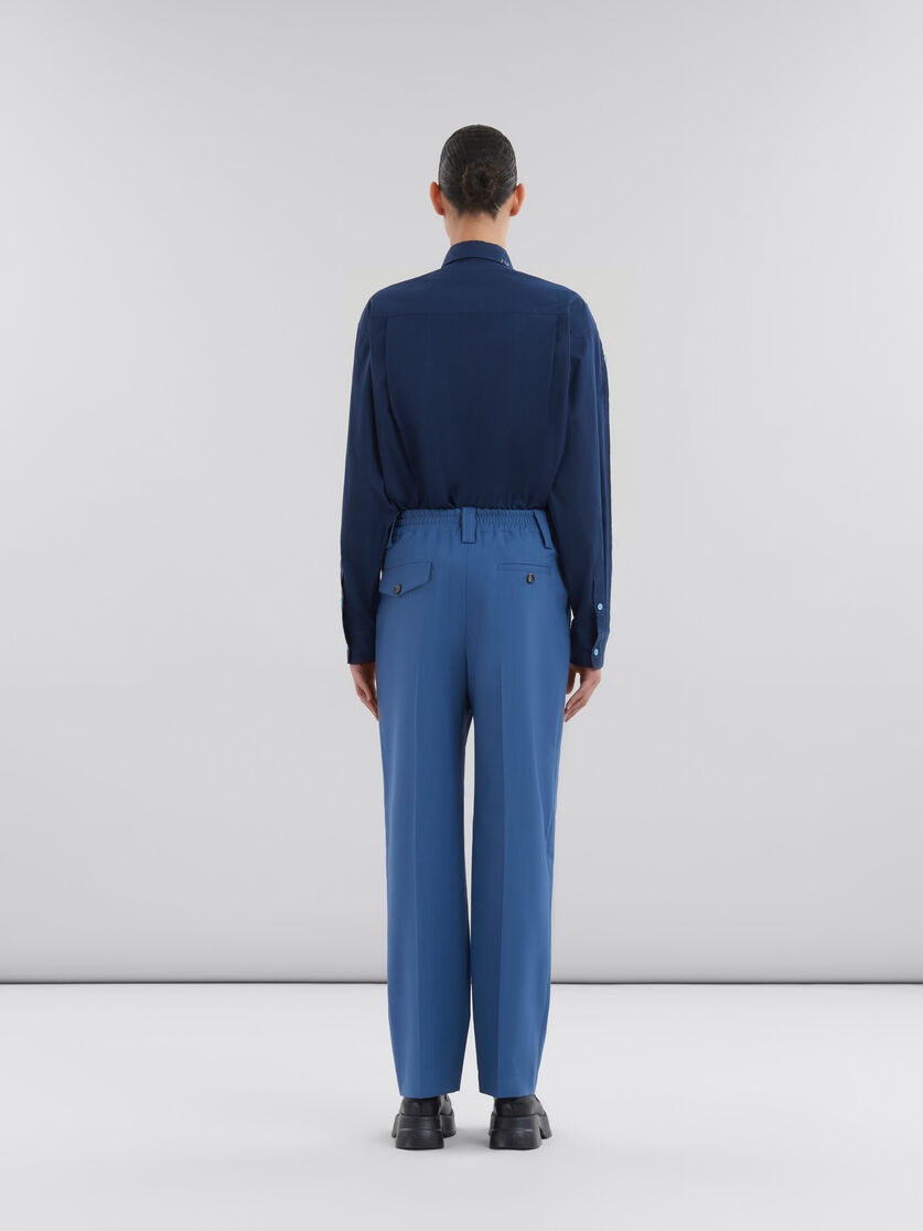 BLUE TROPICAL WOOL PLEATED TROUSERS - 3