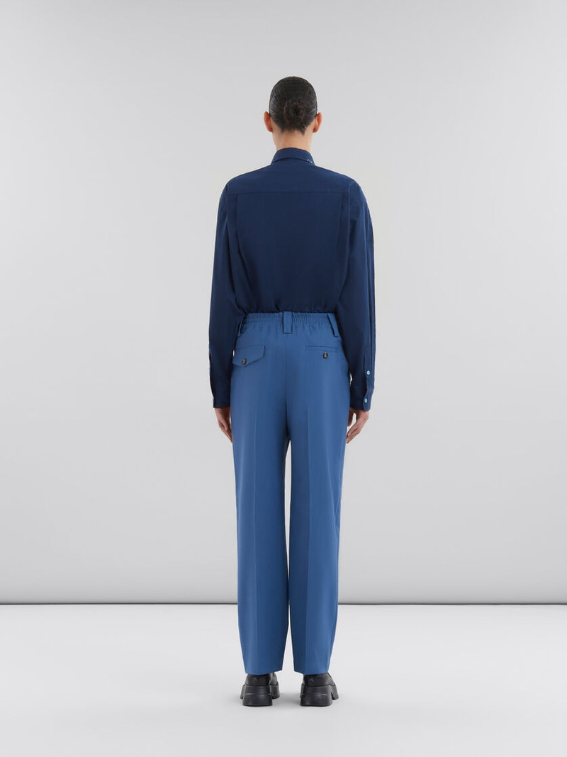 BLUE TROPICAL WOOL PLEATED TROUSERS 3