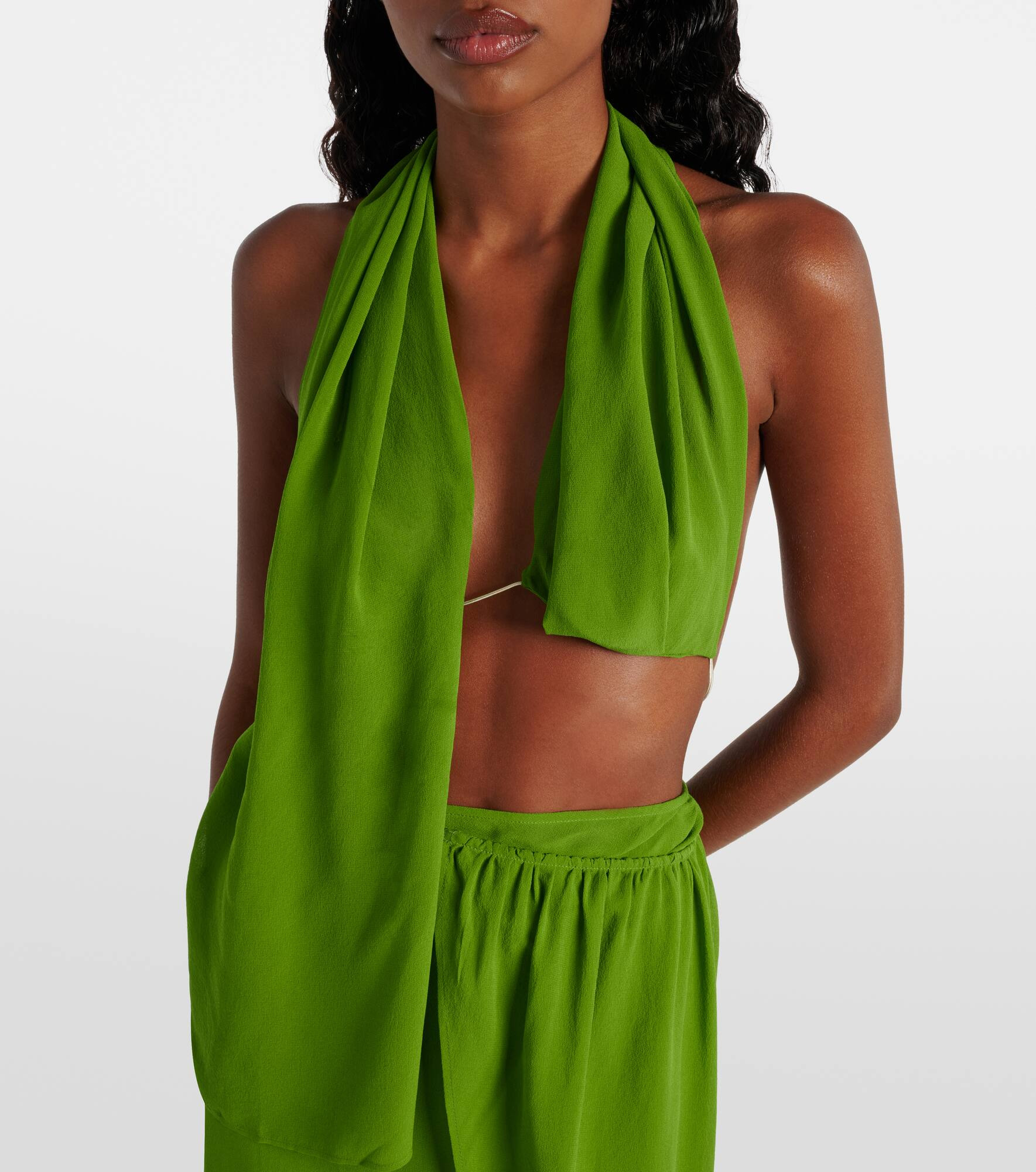 Open-back silk georgette top - 4