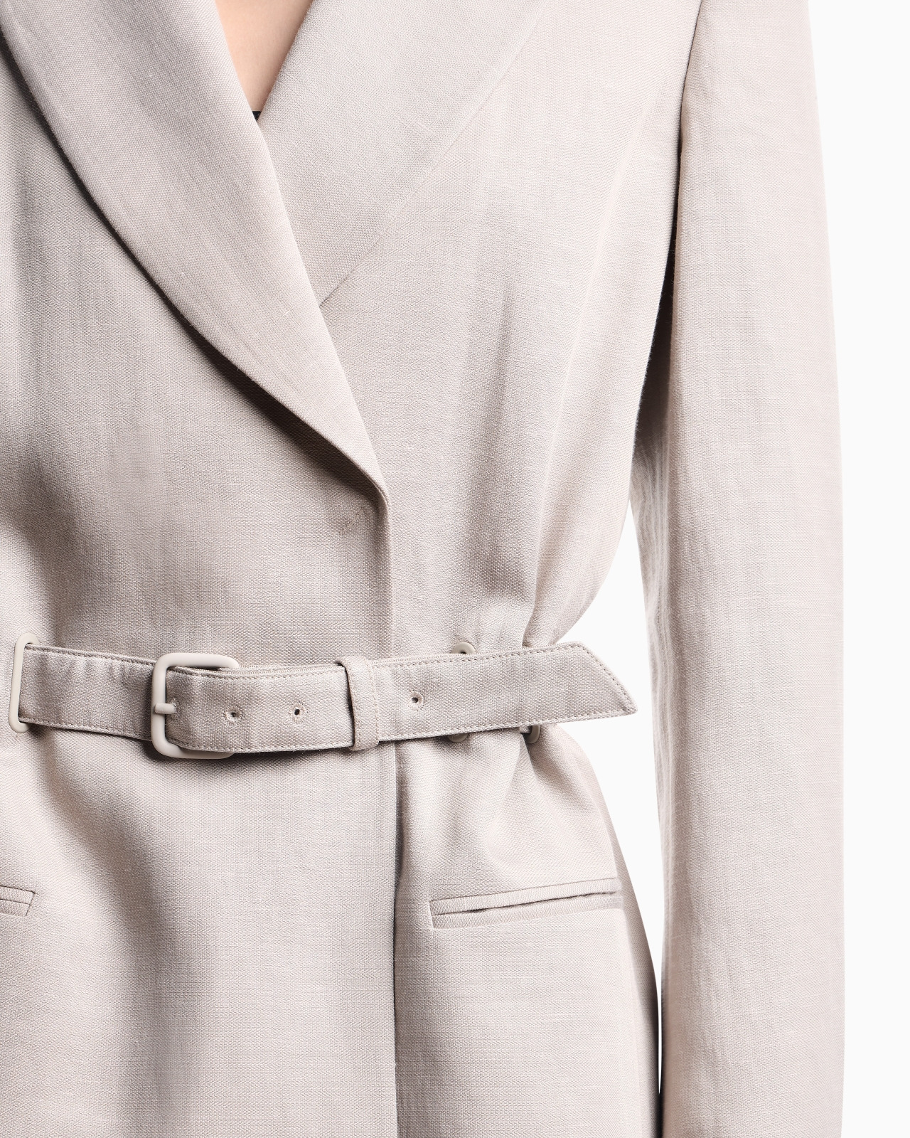 LINEN-BLEND BLAZER WITH BELT - 5