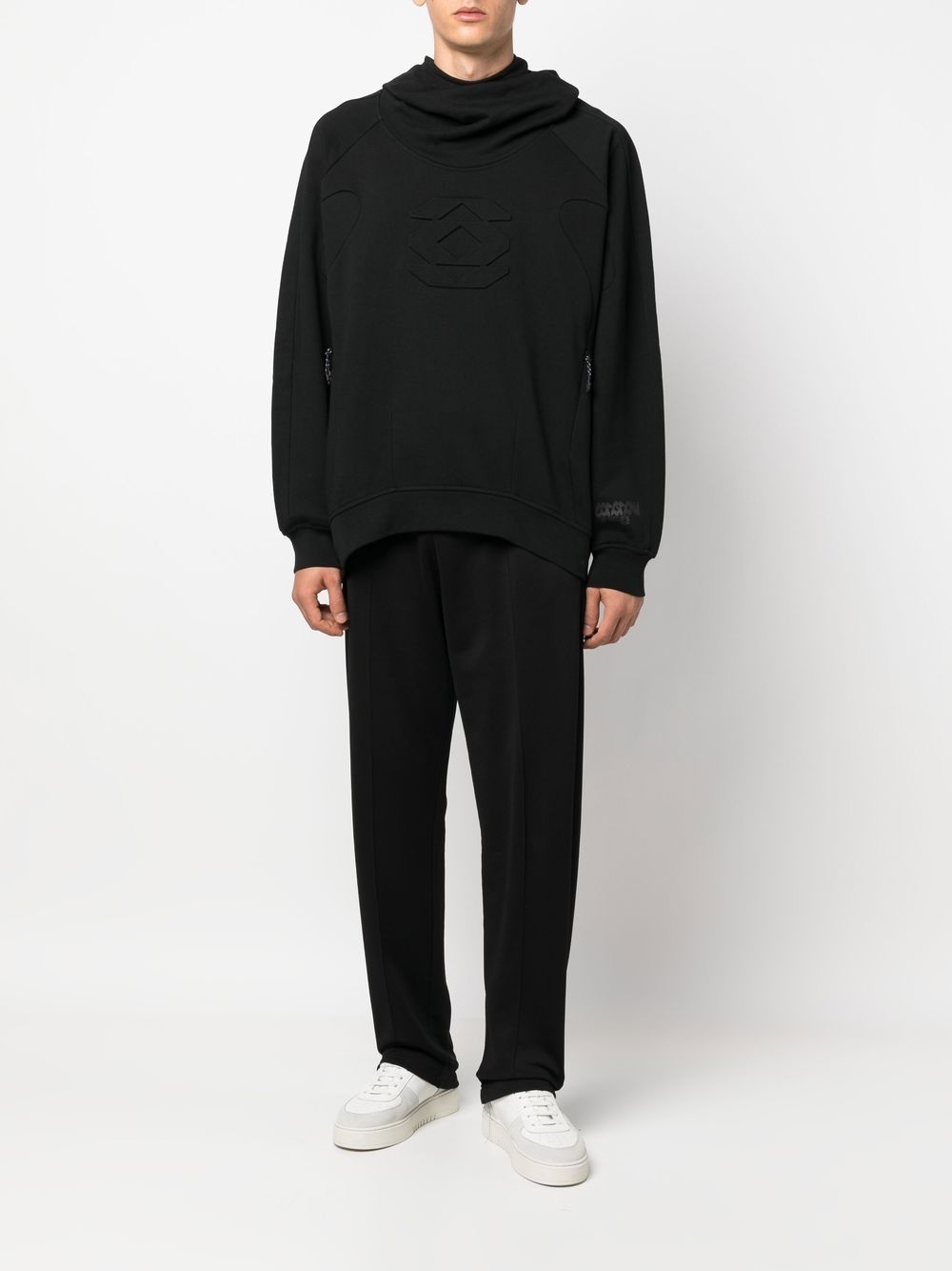 embossed-detail loose-fit hoodie - 2