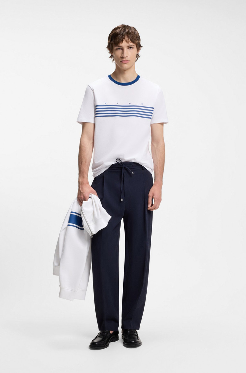 HUGO COTTON T-SHIRT WITH PRINTED STRIPES outlook