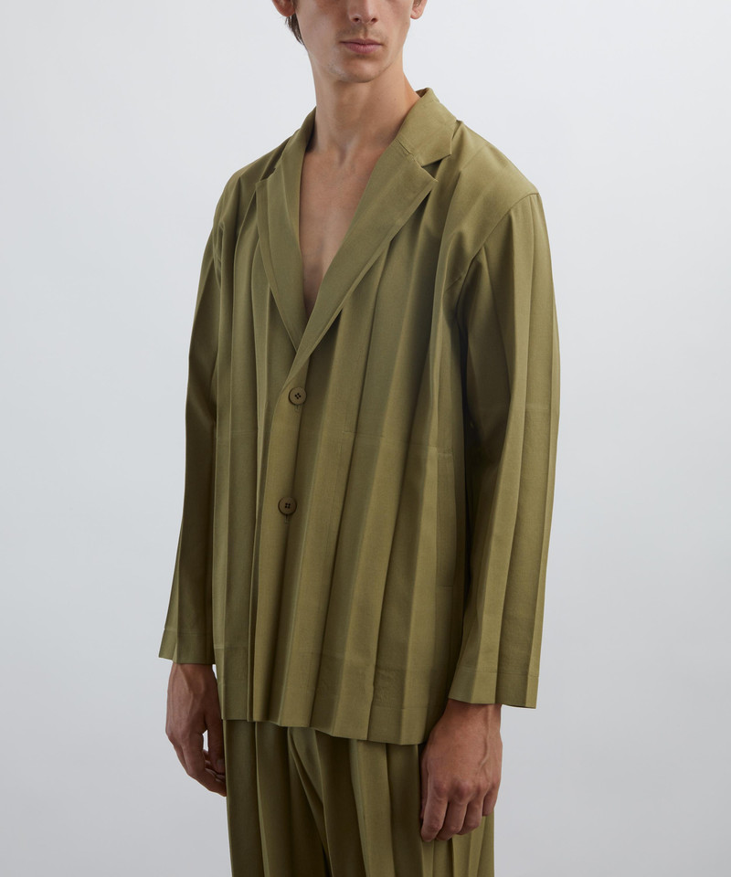 ISSEY MIYAKE EDGE ENSEMBLE Khaki Pleated Jacket outlook