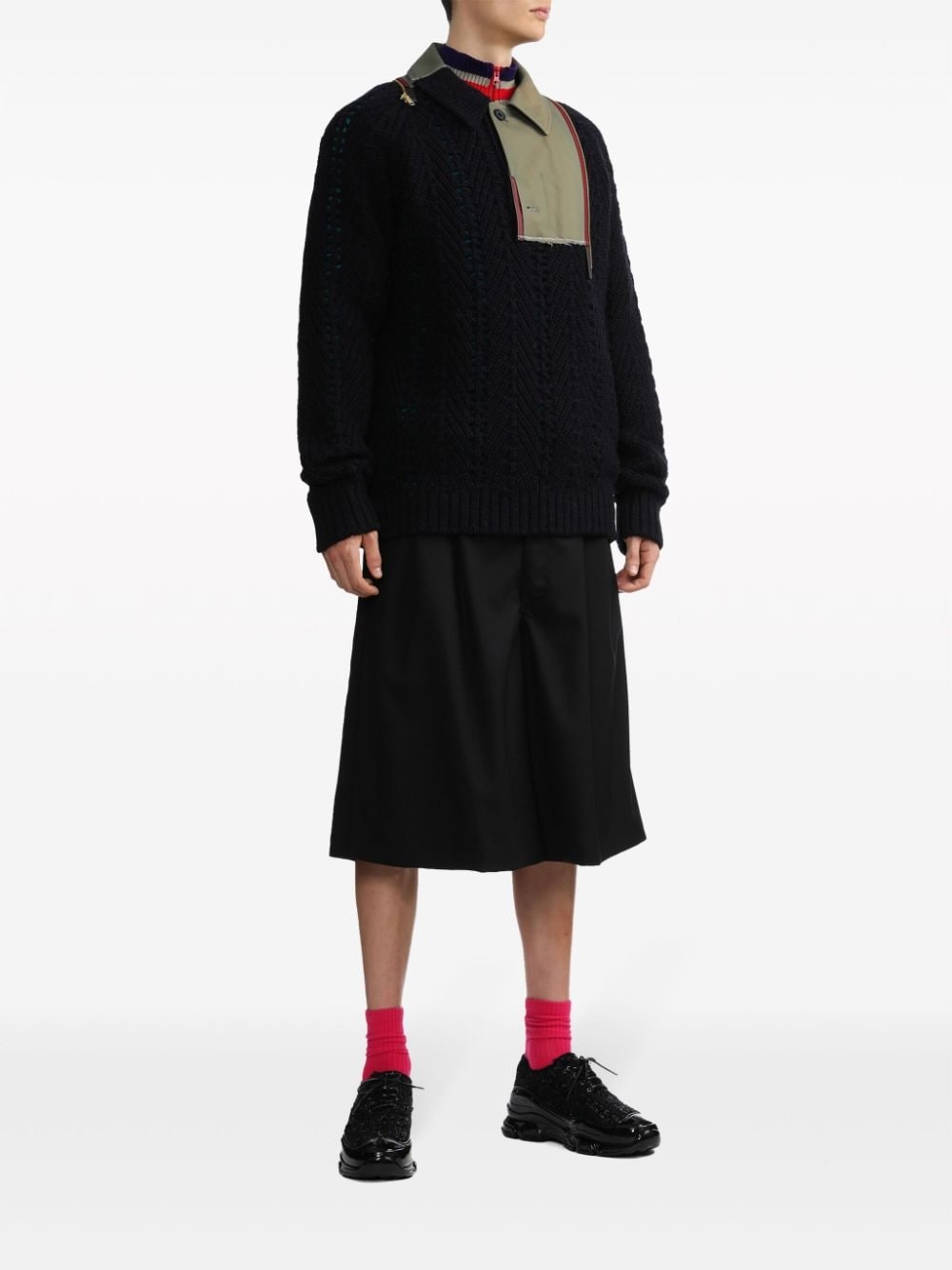 patchwork pointelle-knit jumper - 2