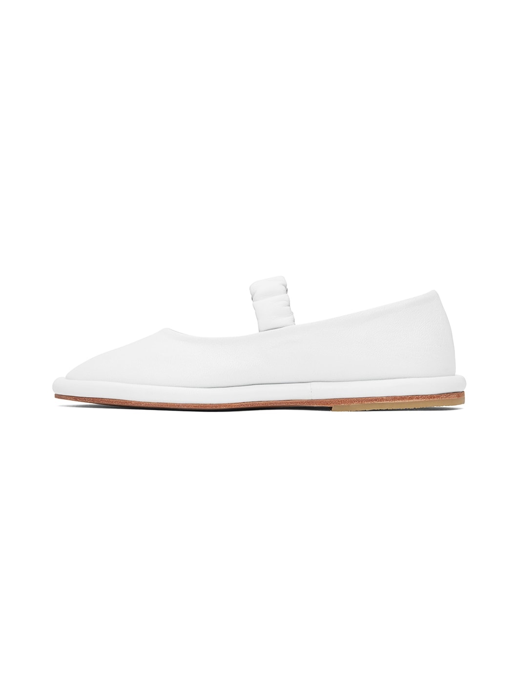 White Ruche Ballerina Flats - 3