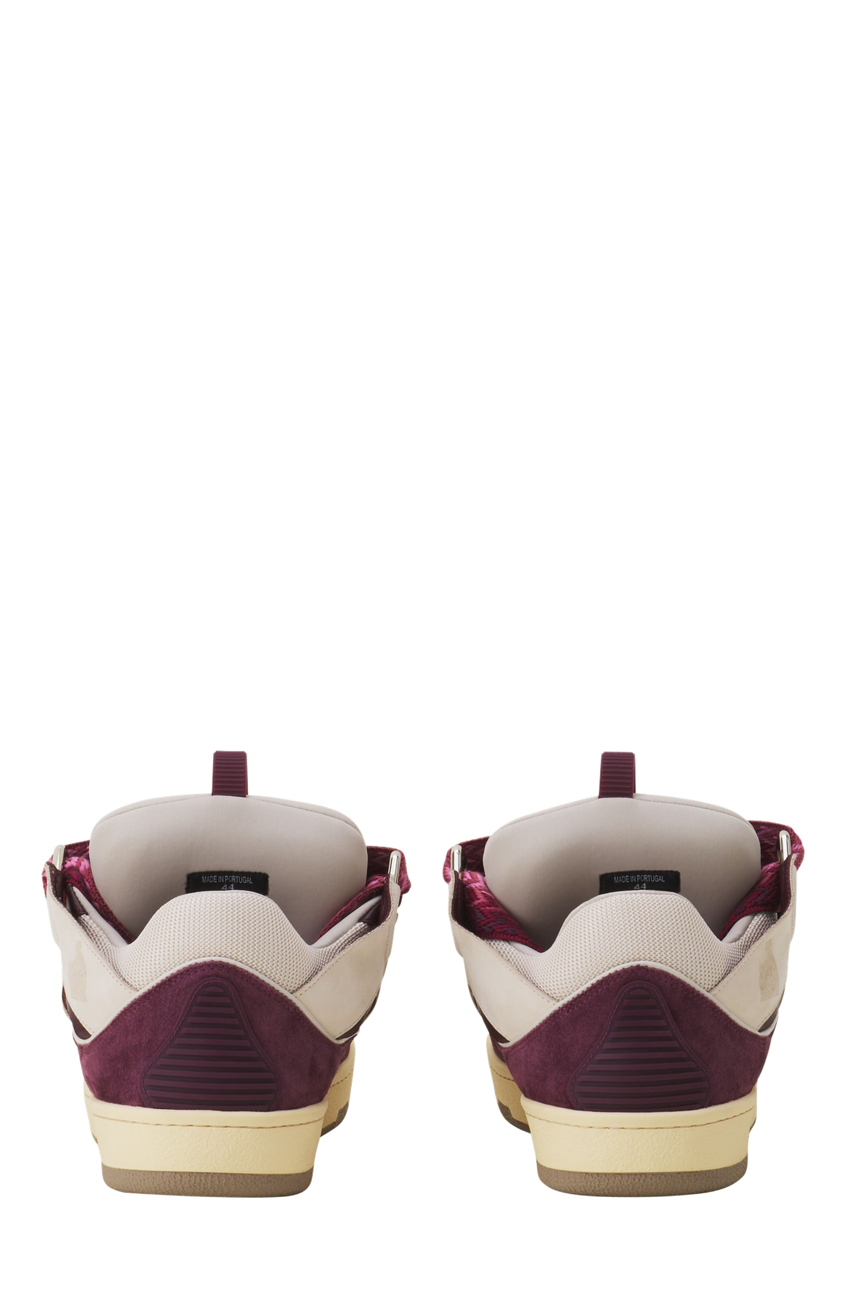 Lanvin Curb Leather Sneakers in Beige/burgundy at Nordstrom - 3