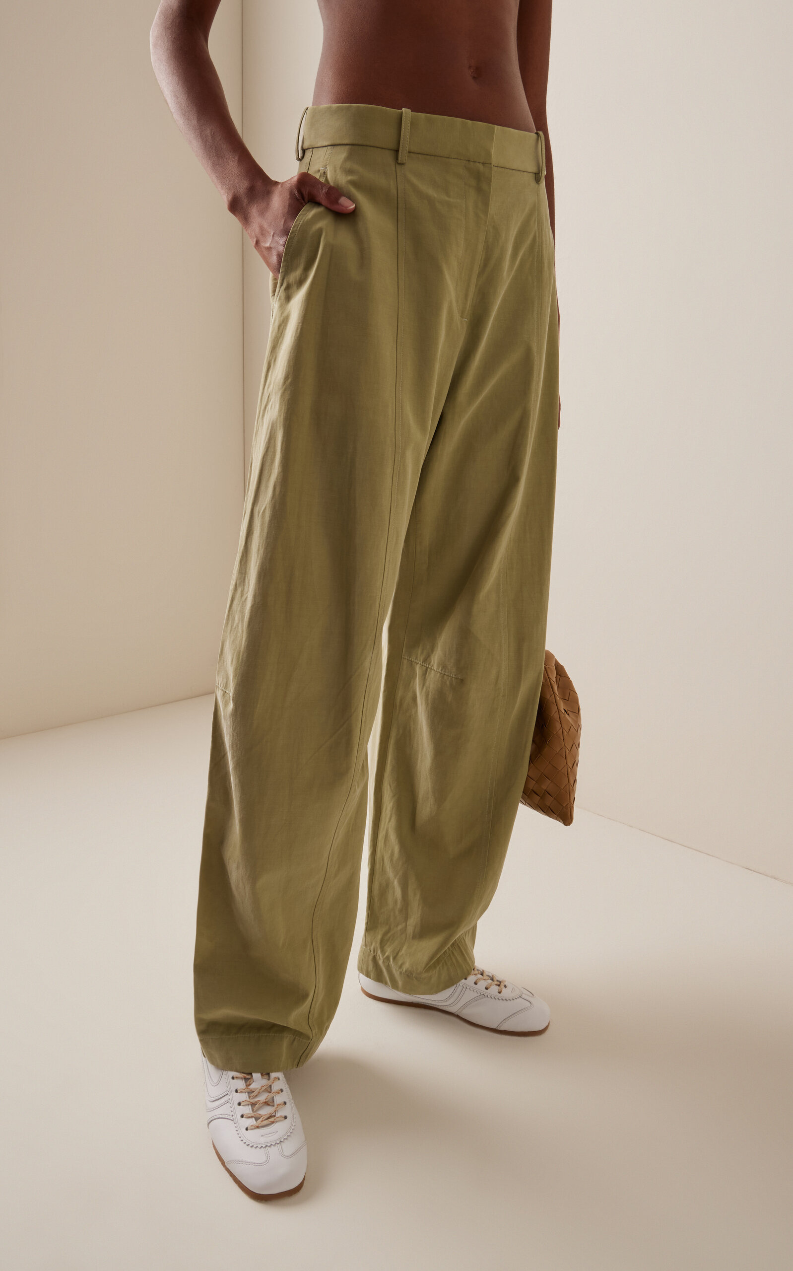 Poplin Tapered Pants green - 3