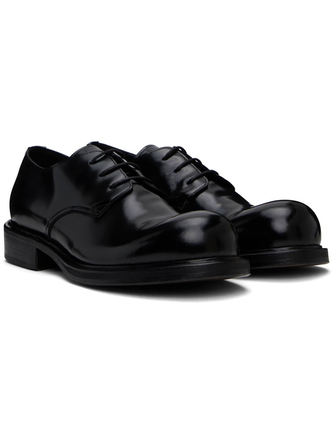 Black Lace-Up Leather Derbys - 4
