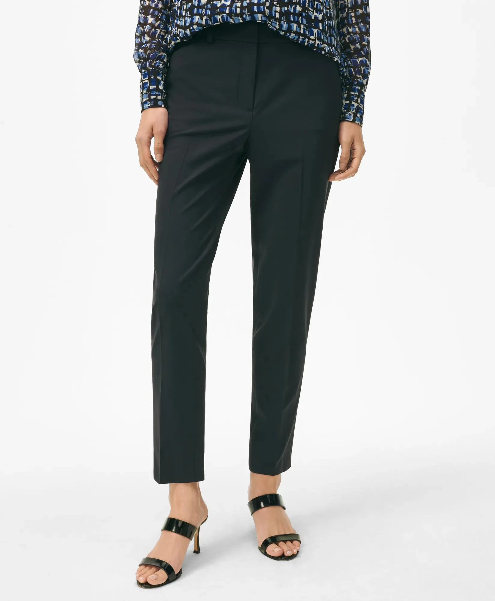 The Essentials Brooks Brothers Stretch Wool Slim Crop Pants - 1