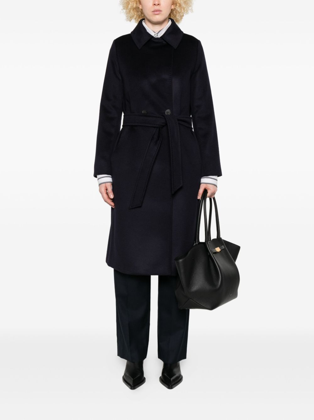 double-breasted belted coat - 2