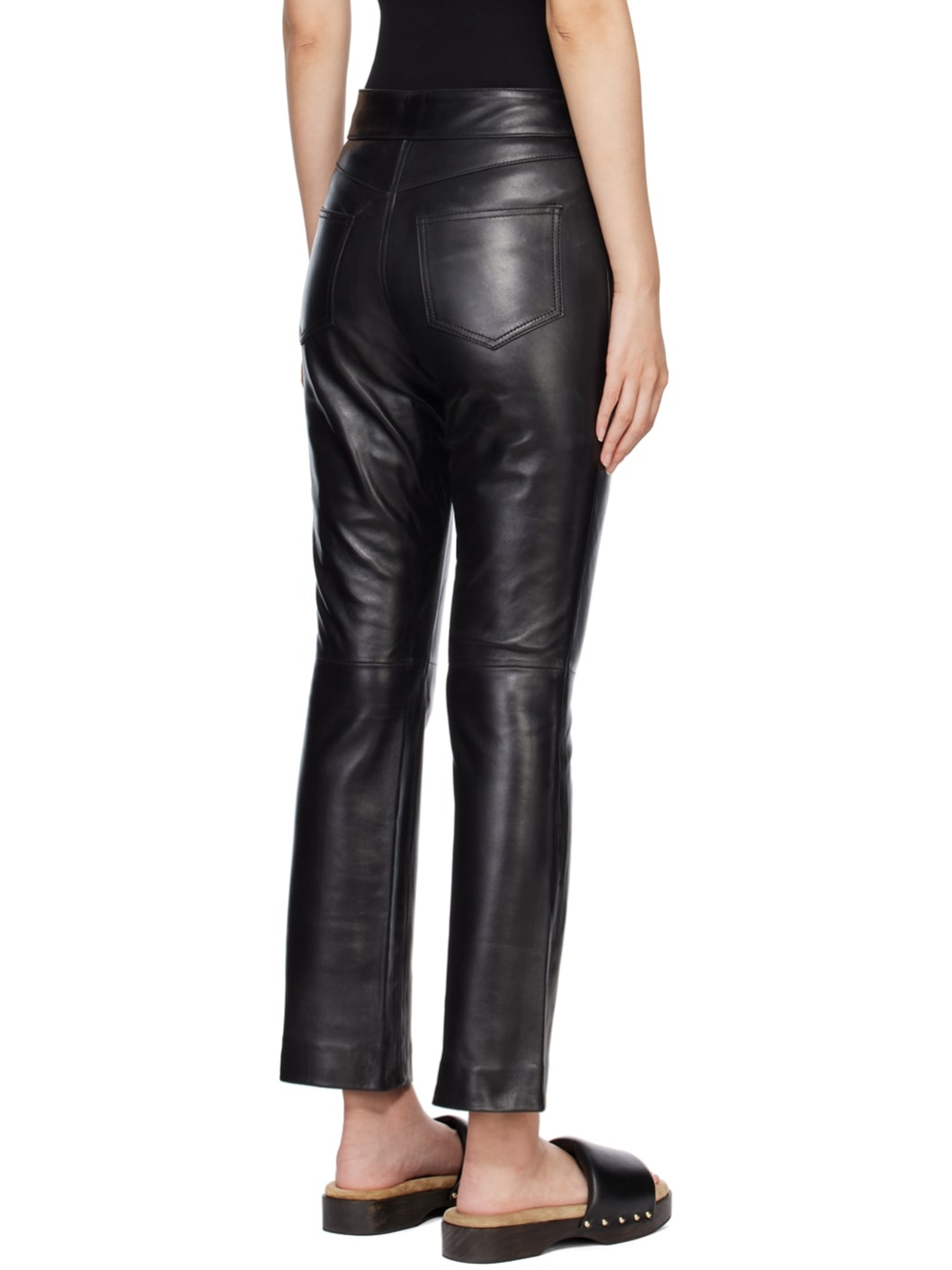 Black Avery Leather Pants - 3