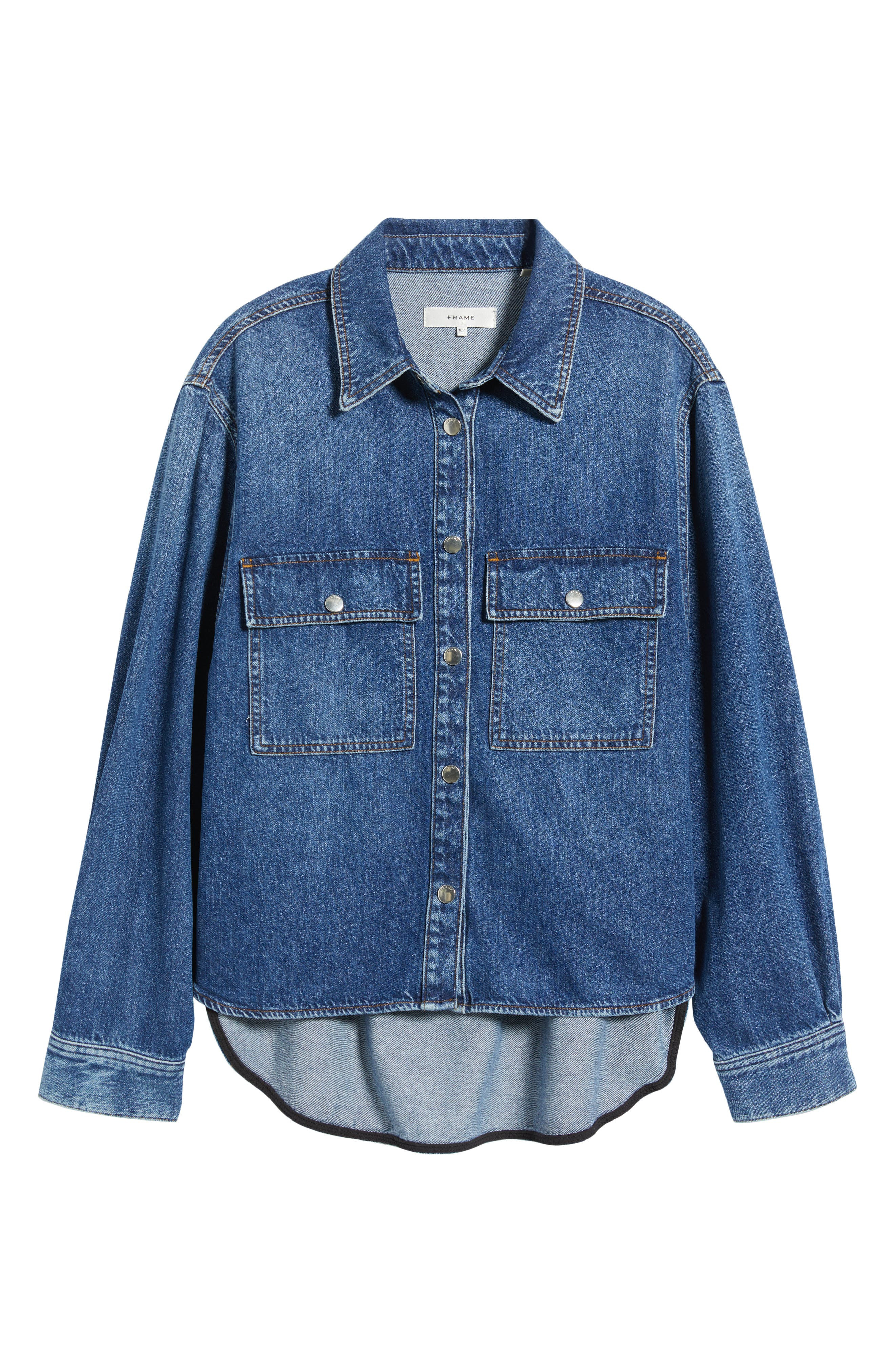 FRAME High Low Denim Shirt in Wander at Nordstrom - 5
