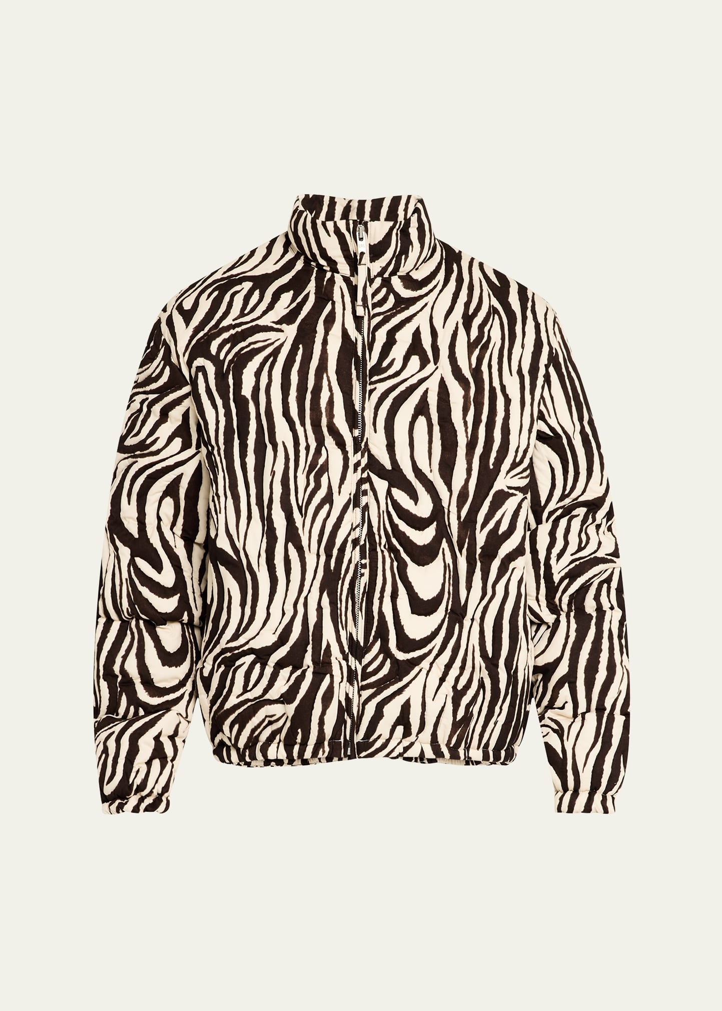 Men's Zebra-Print Quilted Puffer Jacket - 1