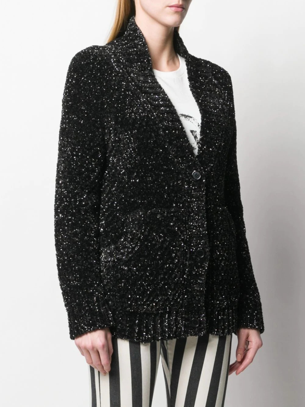 metallic v-neck cardigan - 3