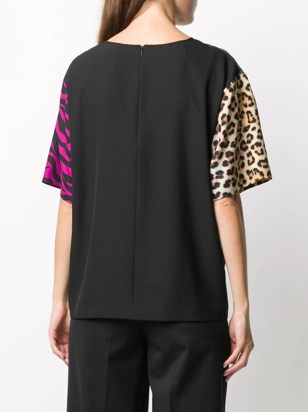 colour-block animal print T-shirt - 4