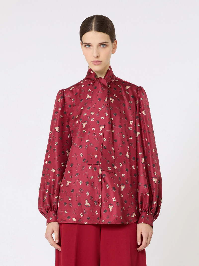 ZUCCA Printed silk pussy-bow shirt - RED 3