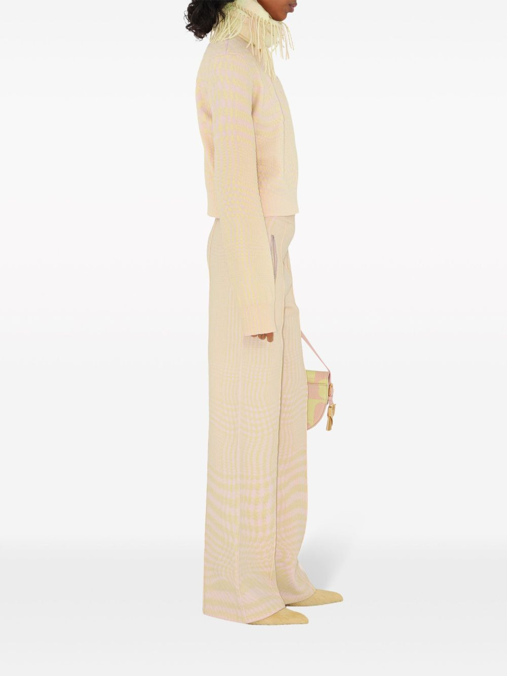 warped houndstooth jacquard wool-blend trousers - 3
