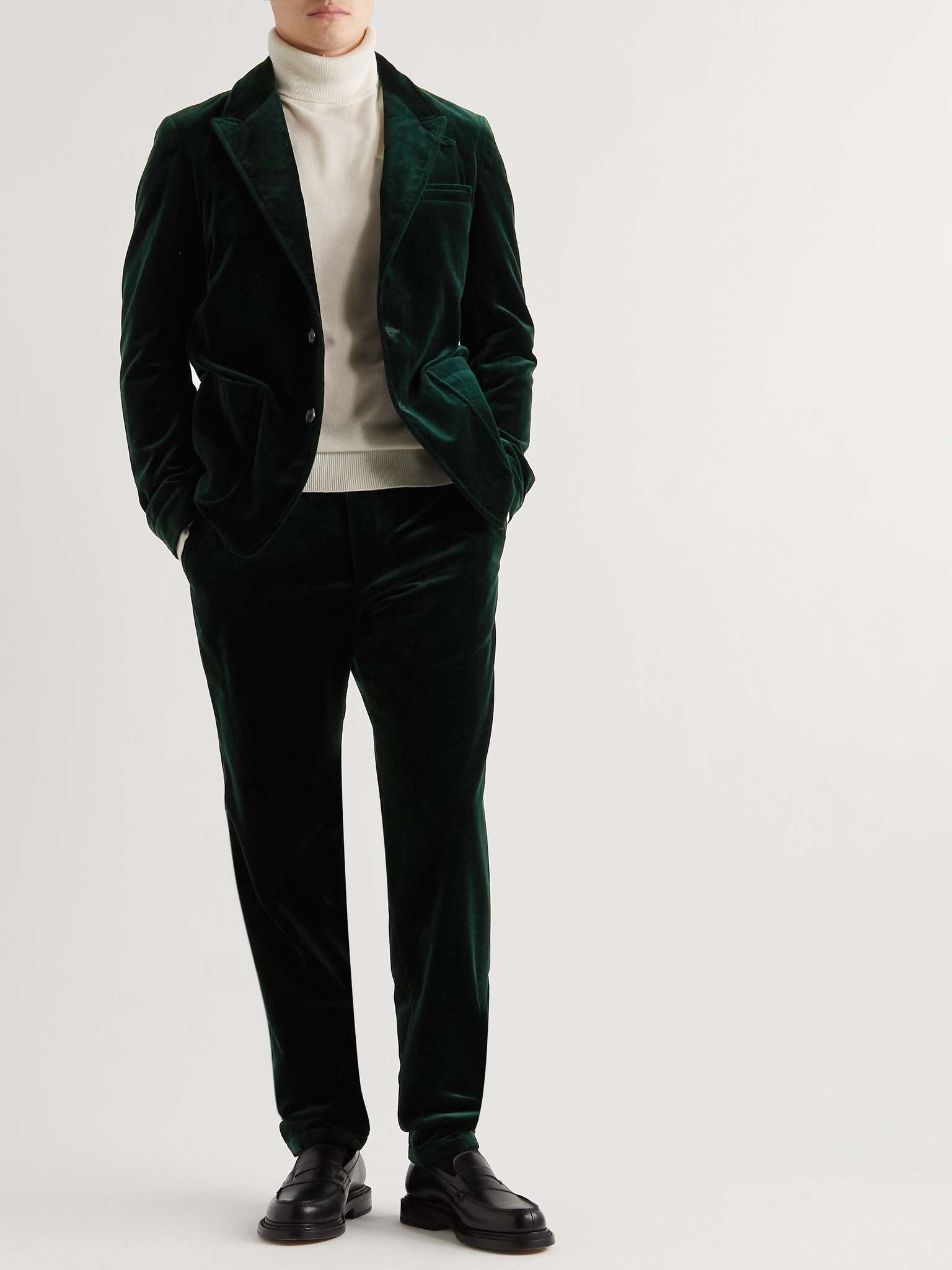 Fishtail Slim-Fit Cotton-Velvet Suit Trousers - 2