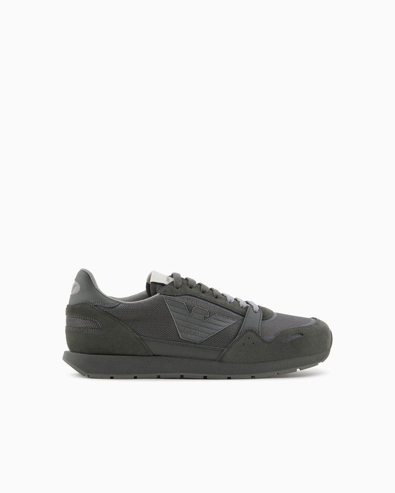 Mesh sneakers with suede details and eagle patch 1