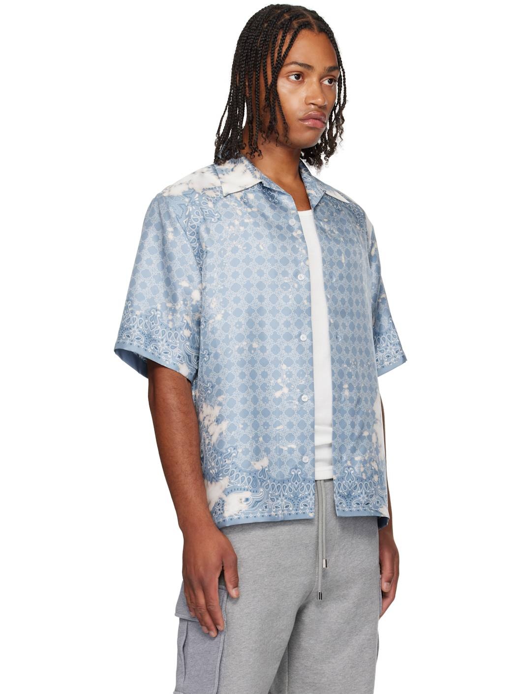 Blue Bleach Bandana Bowling Shirt - 2
