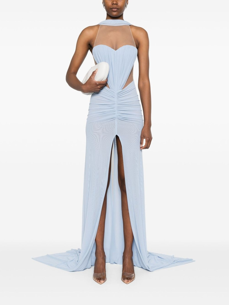 David Koma ruched halterneck gown outlook