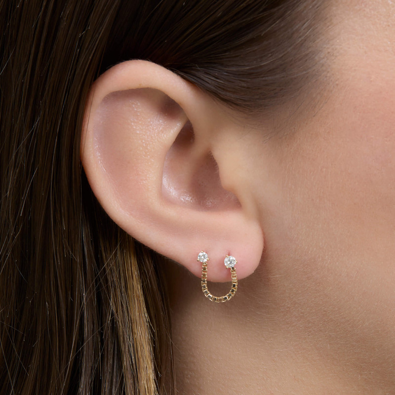 STONE AND STRAND Diamond Block Chain Double Stud Earring outlook