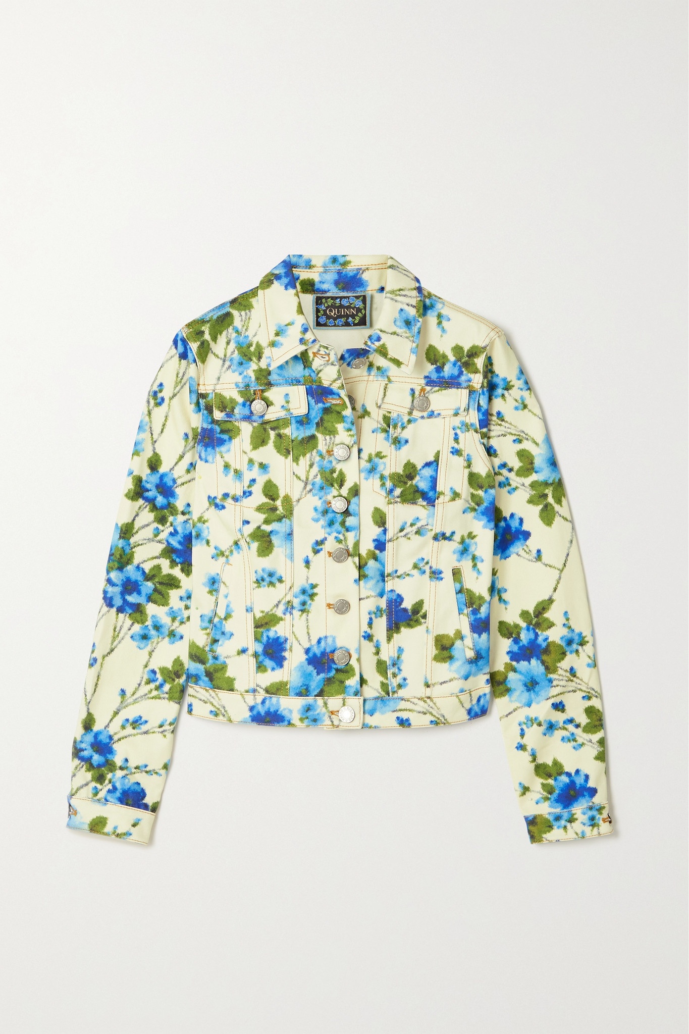 Floral-print denim jacket White - 1