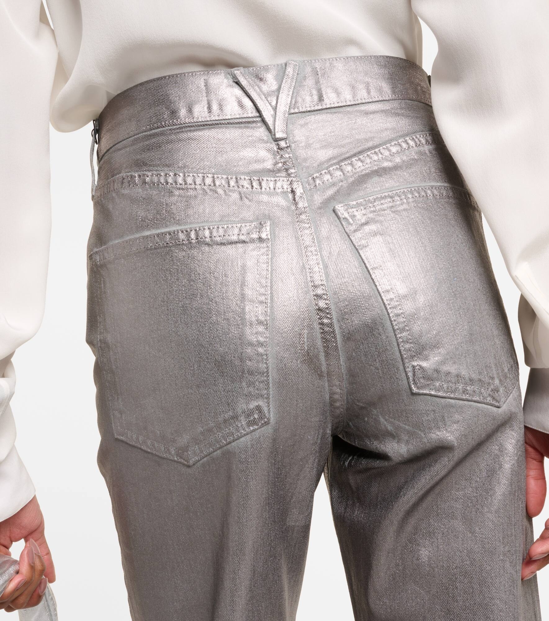 Daniela metallic high-rise straight jeans - 6