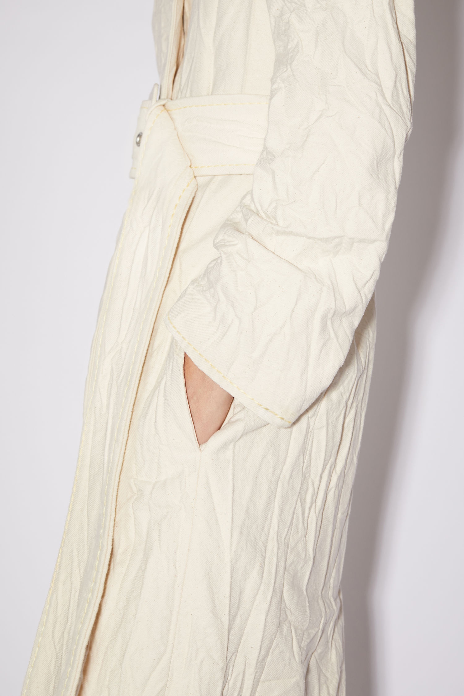 Crinkled twill coat - Ecru beige - 7