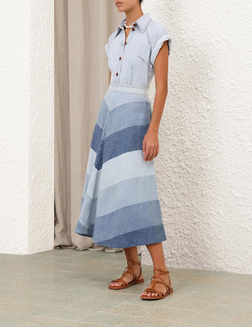 TALLOW DENIM MIDI SKIRT - 3