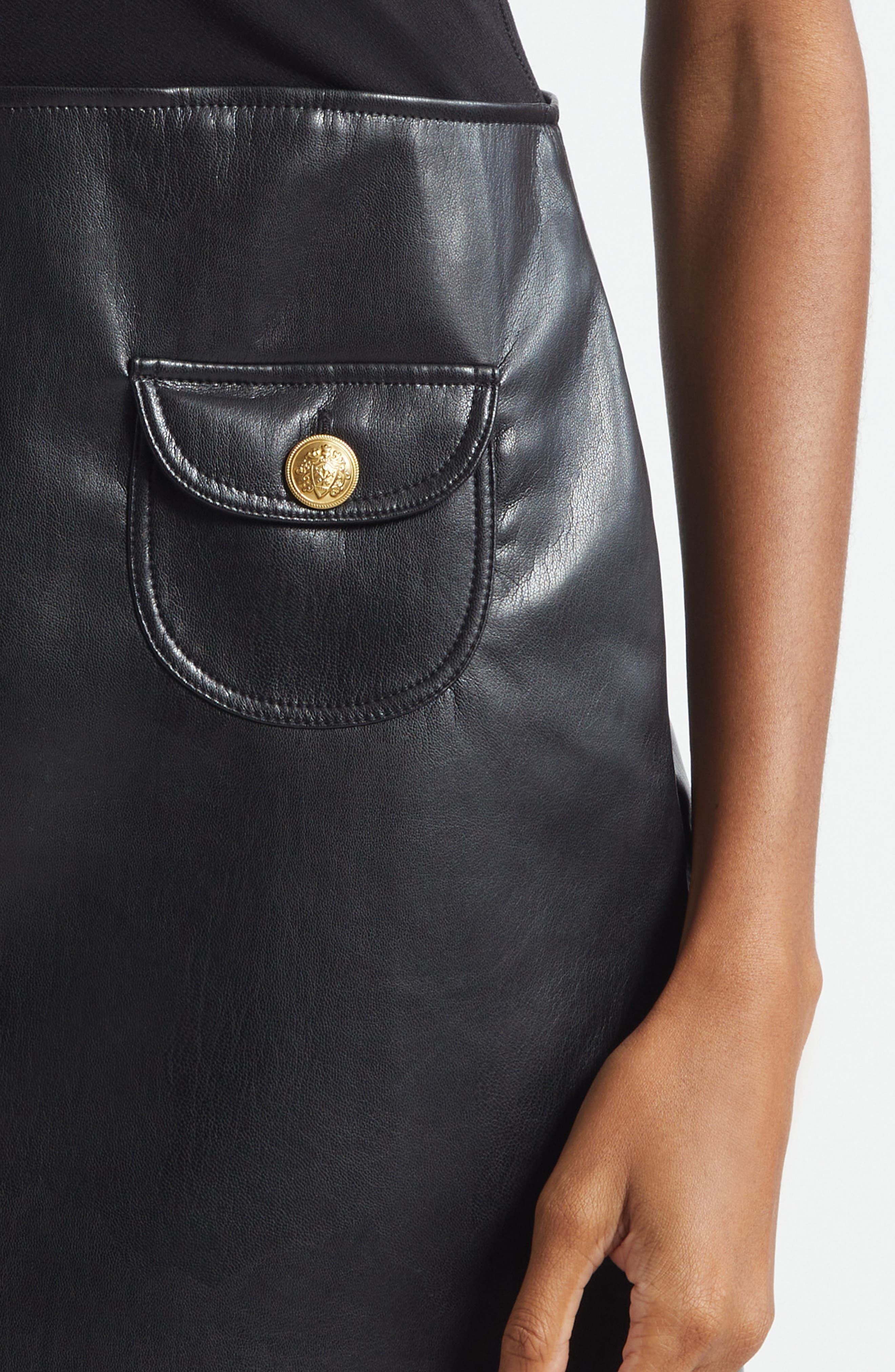 Alice + Olivia Mixed Media Faux Leather Dress in Black at Nordstrom - 4