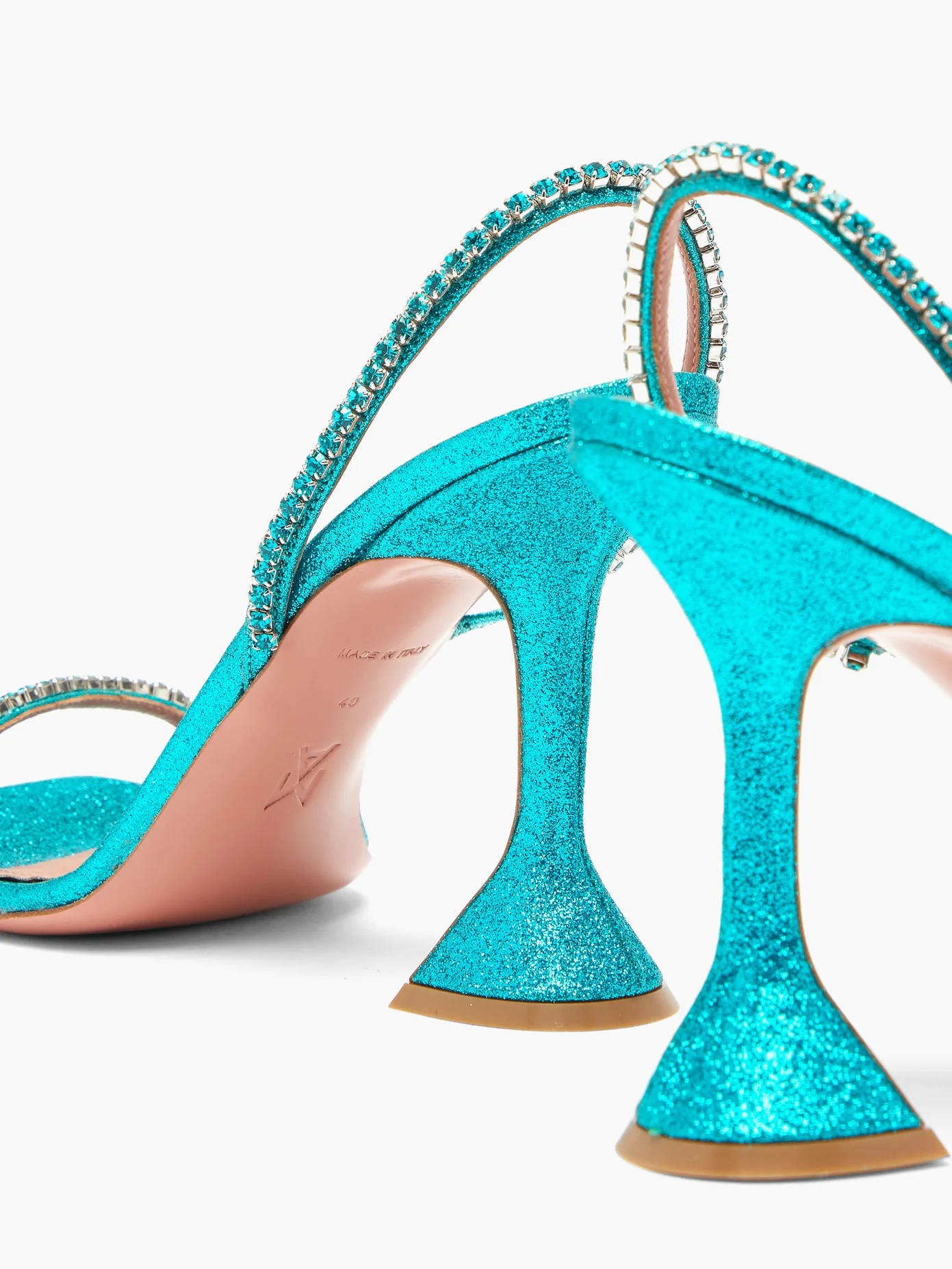 Jade gem-embellished glitter sandals - 6