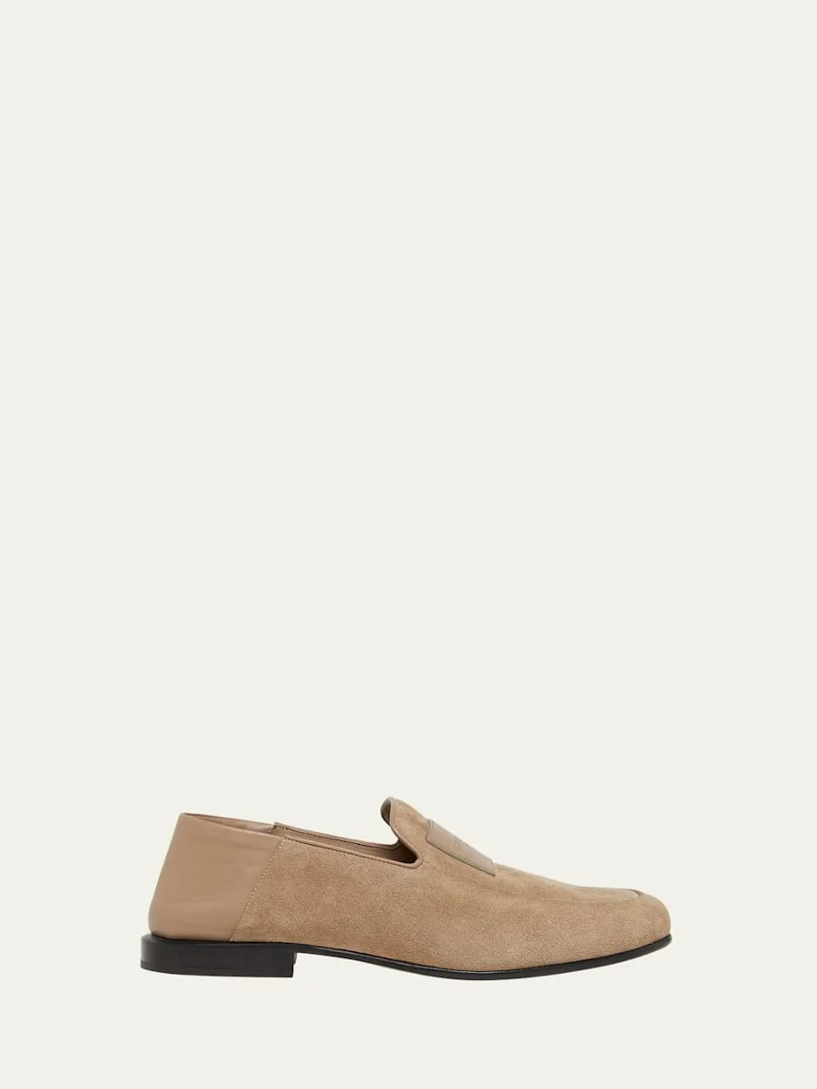 Men's Label Suede Foldable Loafers - 1