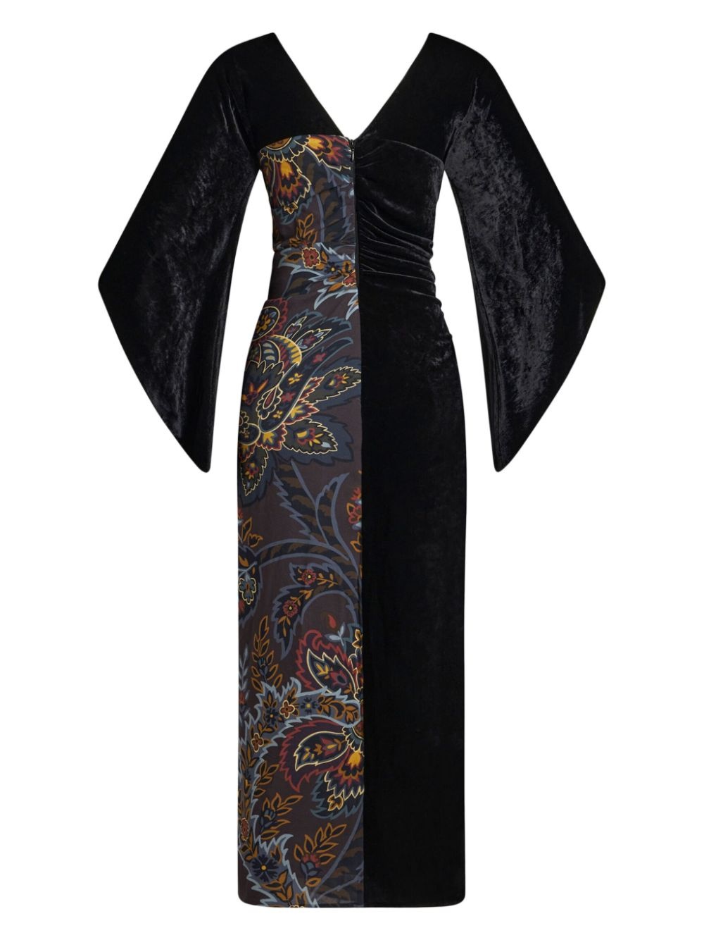 paisley contrasting print dress - 6