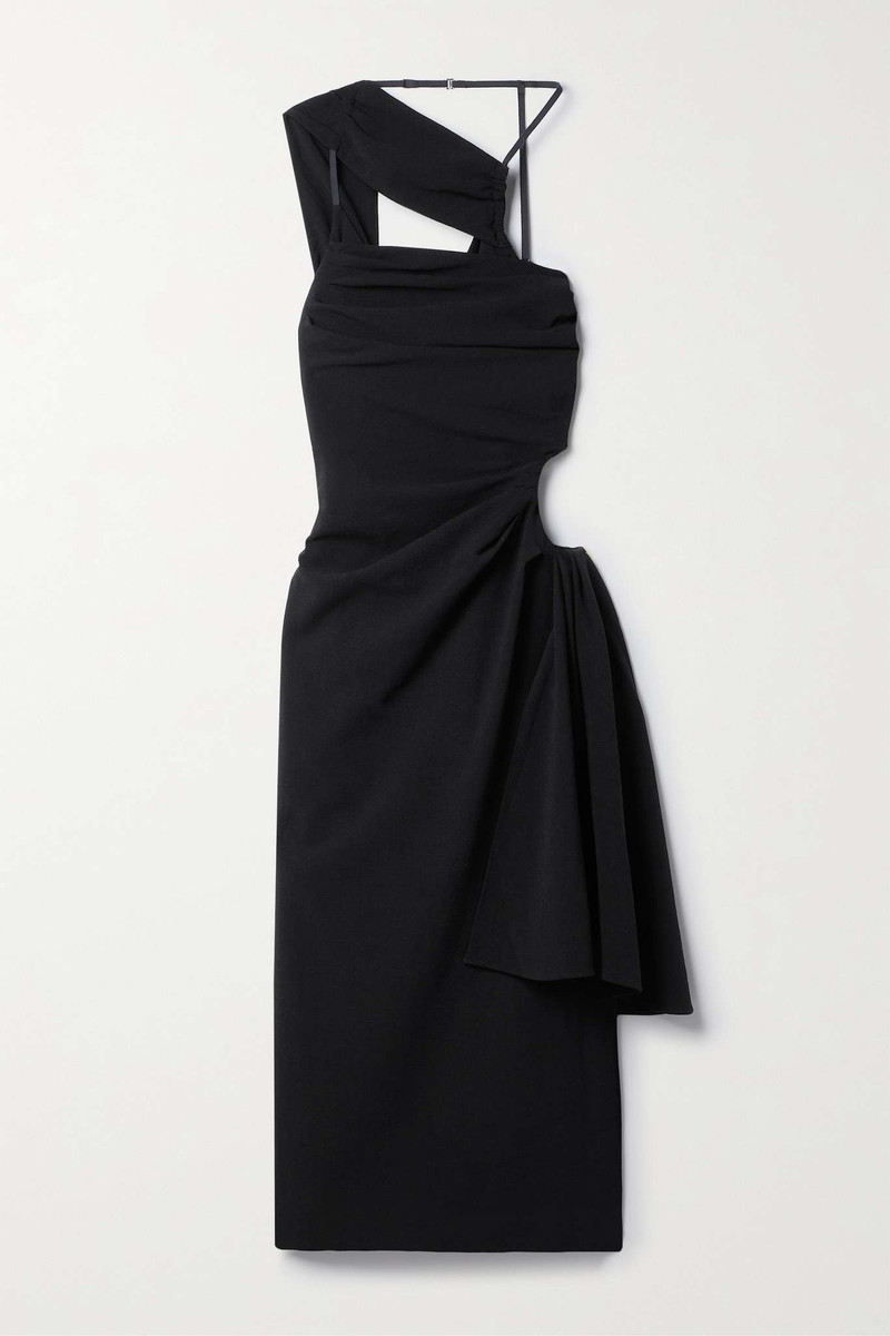 Abanada cutout draped wool-blend crepe midi dress - 1